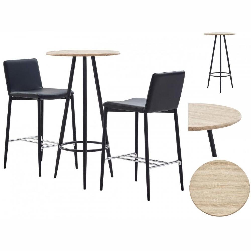 vidaXL Sitzgruppe 3-tlg Bar-Set Kunstleder Schwarz Hochstühle Barhocker Bar Hochtisch Ba