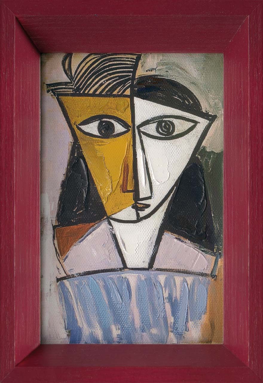 ArtUniverse Gemälde Leinwandbild Abstract Blue Woman 13x18 cm, Menschenmotiv