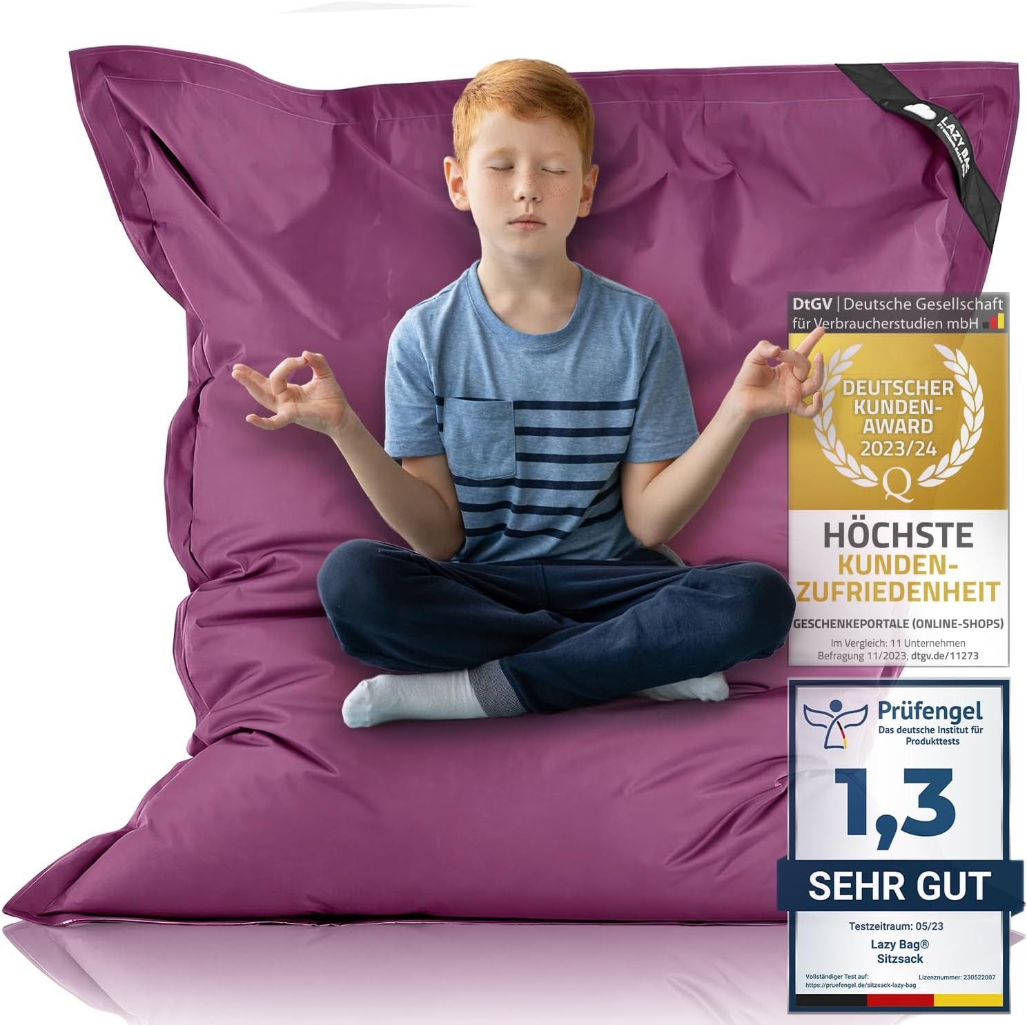LazyBag Sitzsack Sitzsack XL 250 Liter Indoor Outdoor – Wasserfester Riesensitzsack (XL 250 Liter, Riesensitzsack), Junior-Sitzkissen Sessel