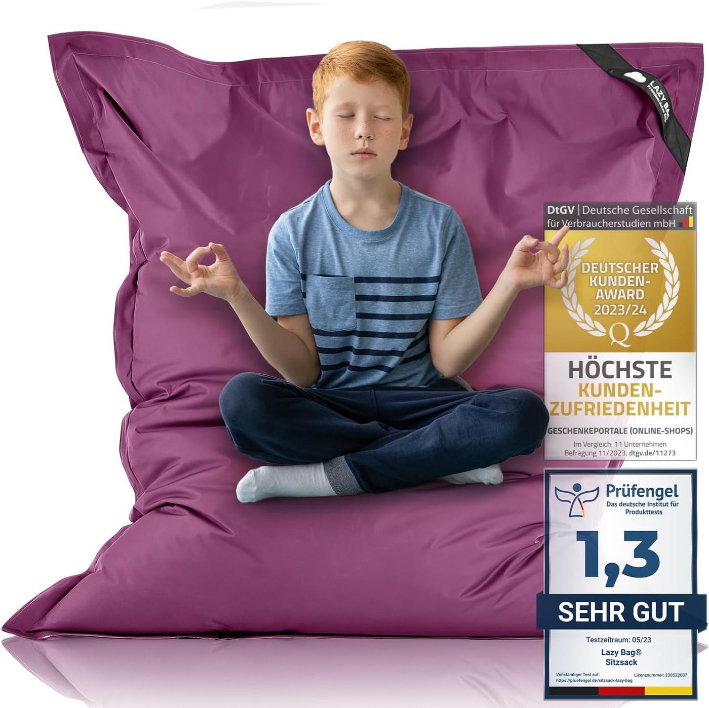 LazyBag Sitzsack Sitzsack XL 250 Liter Indoor Outdoor – Wasserfester Riesensitzsack (XL 250 Liter, Riesensitzsack), Junior-Sitzkissen Sessel