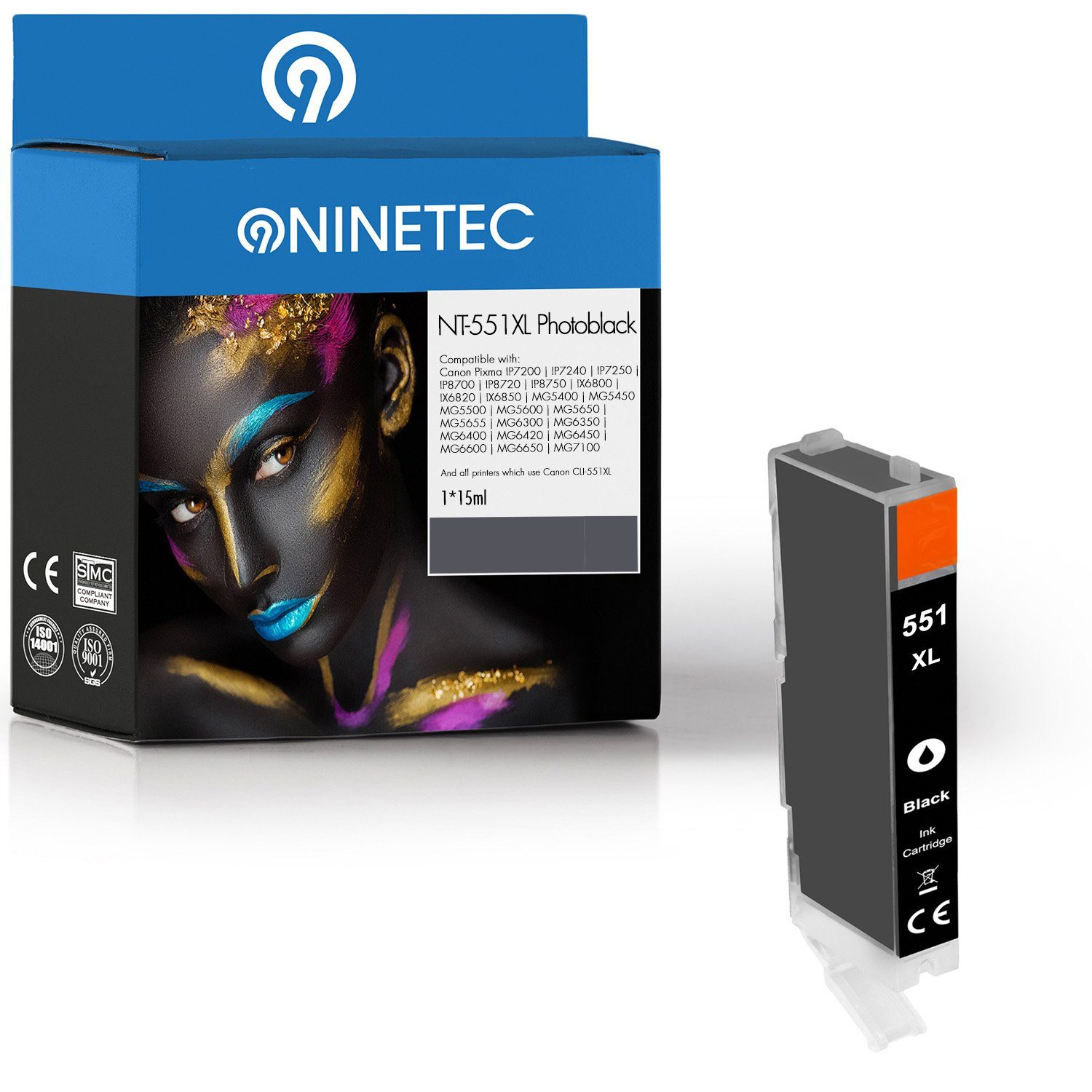 NINETEC ersetzt Canon CLI-551 Photoblack Tintenpatrone