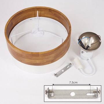 hofstein Deckenleuchte »Campitello« Deckenlampe aus Metall/Holz/Stoff, Nickel-matt/Natur/Weiß, ohne Leuchtmittel, Leuchte im skandinavischen Design, Ø30cm, 2xE14