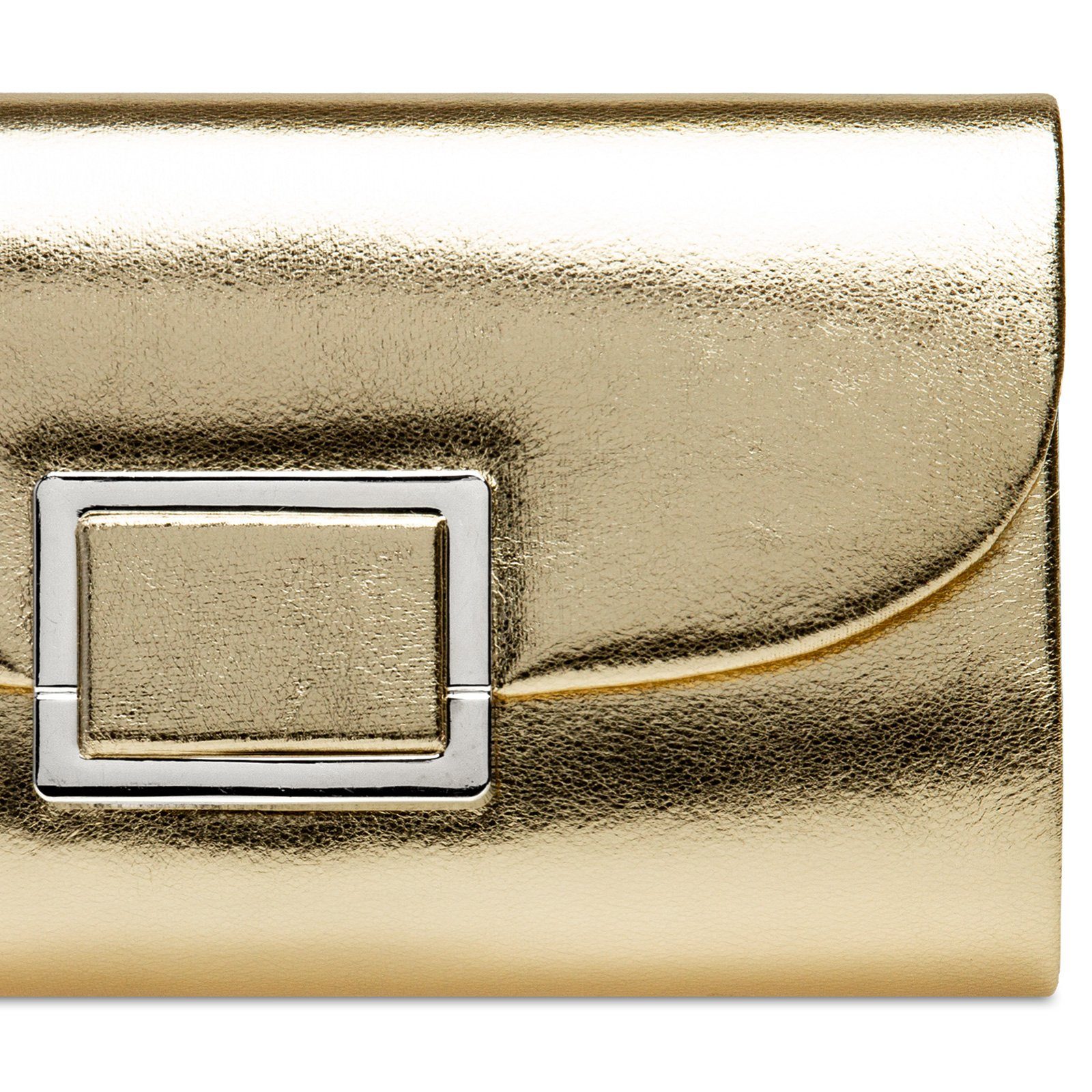 Damen Metalldekor mit Metallic Clutch Abendtasche TA512 Caspar gold