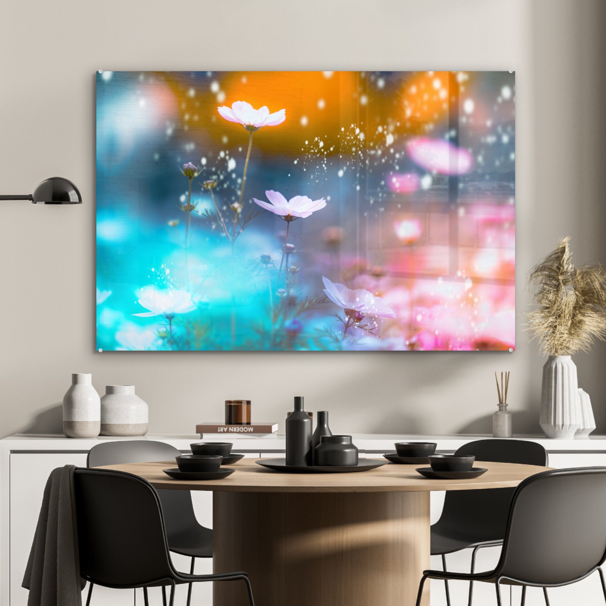 - Blumen Farben, Acrylglasbild - Schlafzimmer Frühling & (1 St), Wohnzimmer Acrylglasbilder MuchoWow