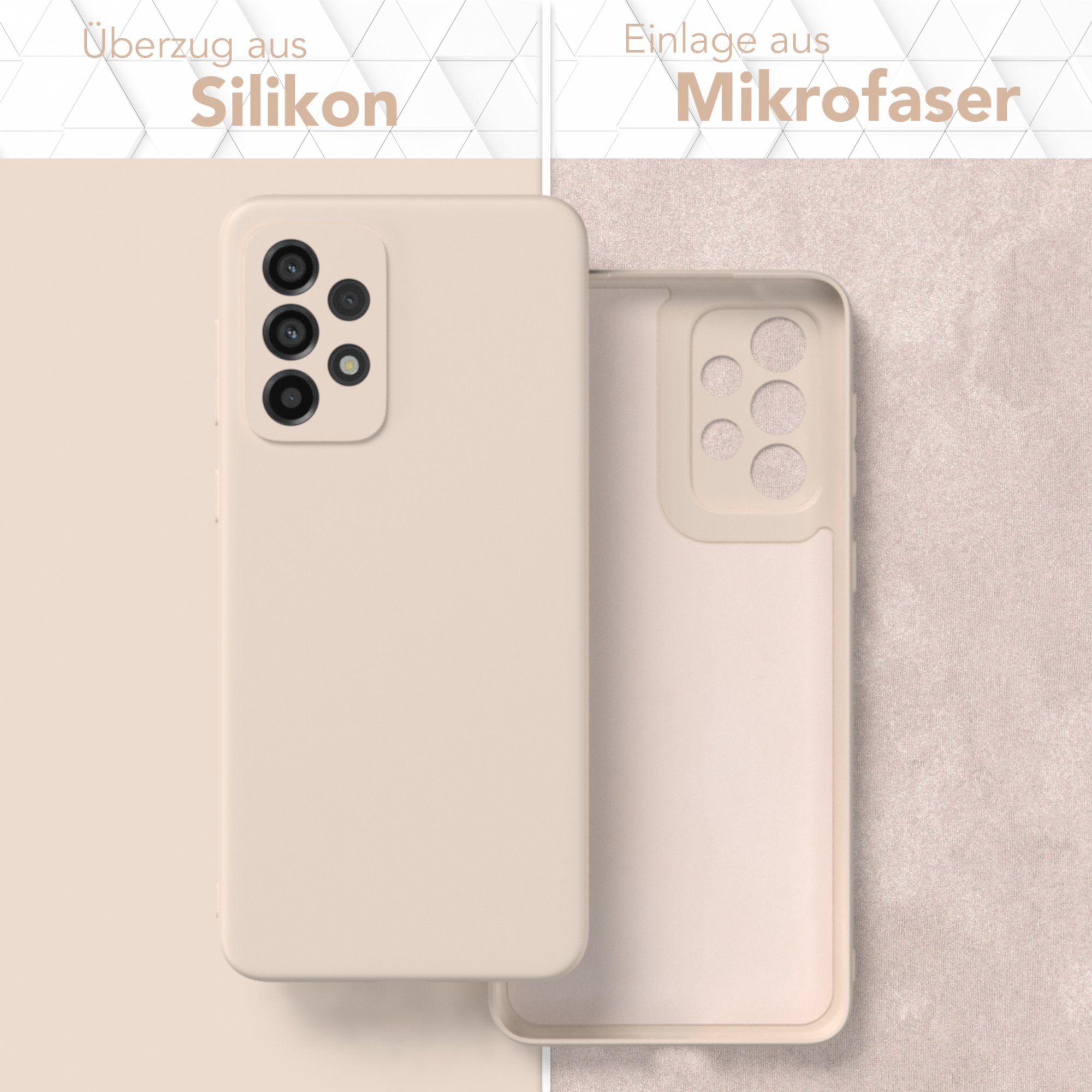 EAZY CASE Handyhülle für Samsung Galaxy A33 5G Hülle Silikon 6,4 Zoll, Bumper Case Matt Slimcover Silikonschutzhülle elastisch Taupe / Beige