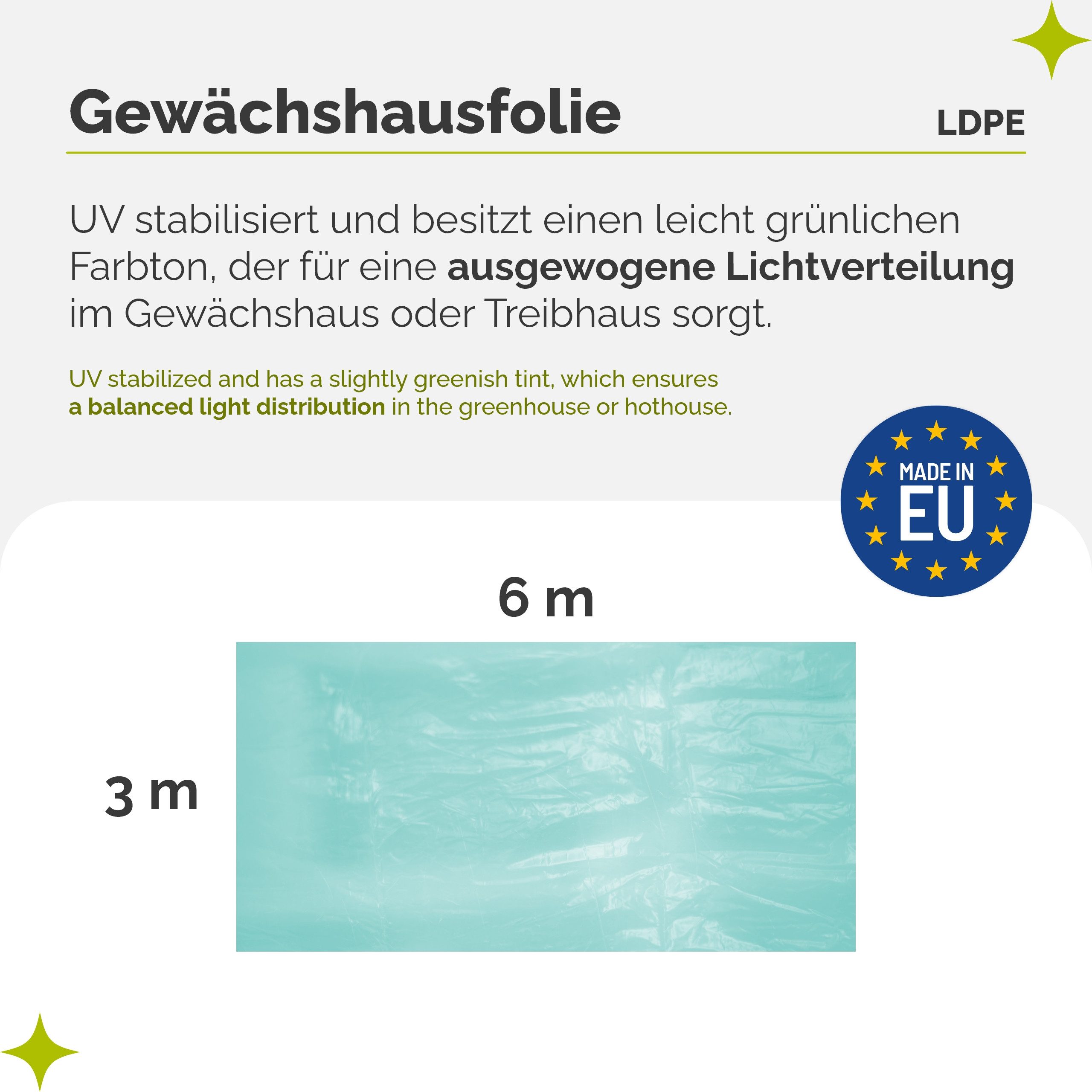 Garronda Foliengewächshaus Gewächshausfolie 3-Schichtig UV Stabilisiert Reißfeste Folie GD-0198, Folientunnel & Treibhaus, Abdeckfolie für Garten – Bild 2 von 5