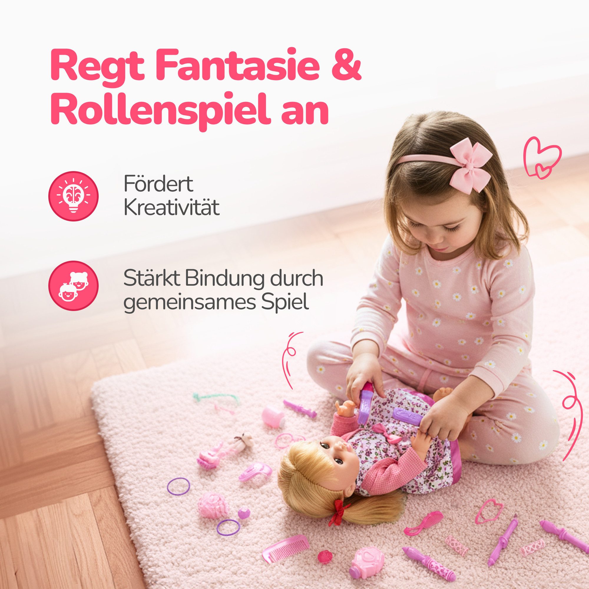Kinderplay Dolls & Strollers Babypuppe Baby-Puppe mit Friseurset – sprechend – Spielspaß ab 3 Jahren (Set) – Bild 5 von 5