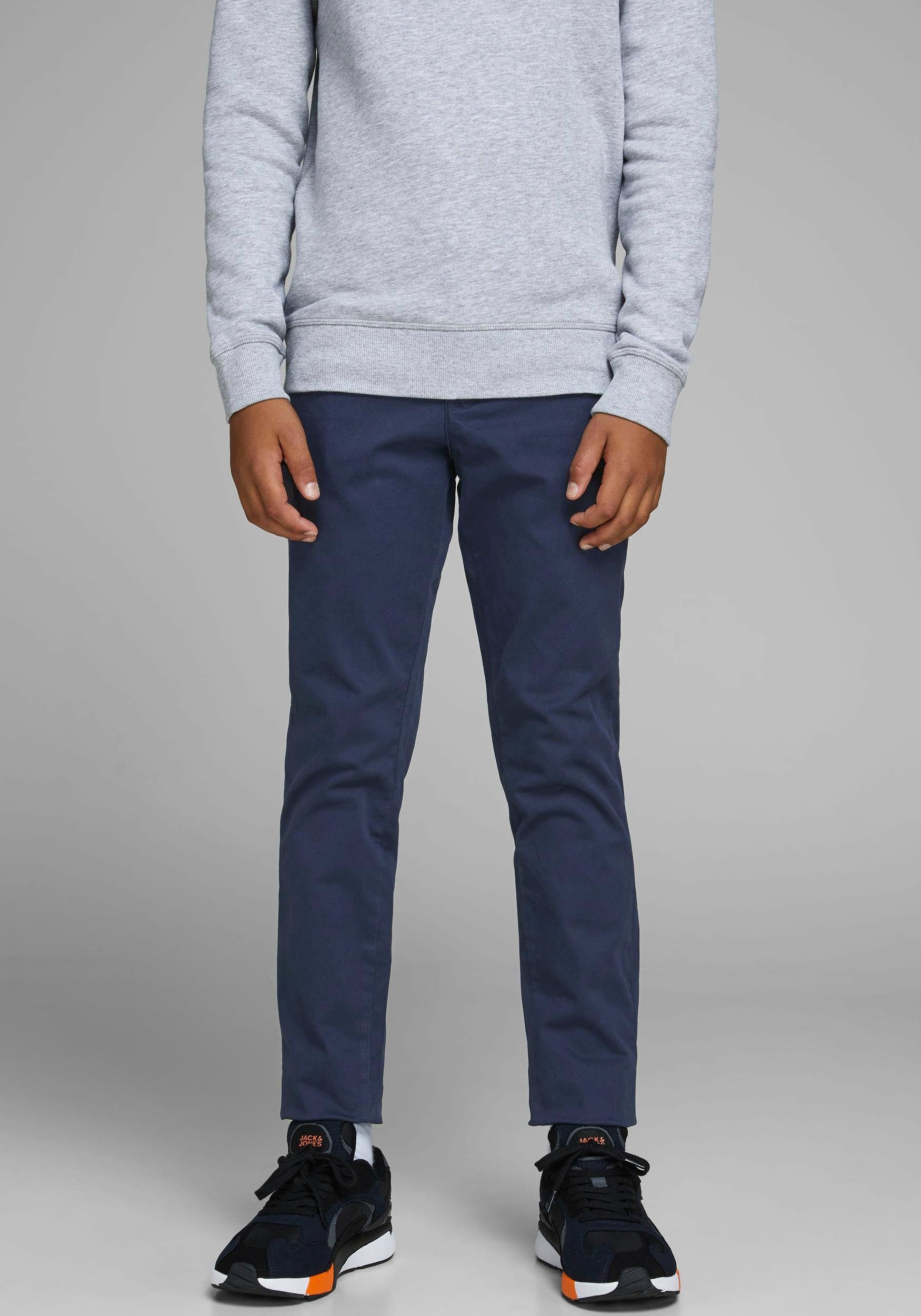 Jack & Jones Junior Chinos JPSTMARCO bequem, elastisch, pflegeleicht unifarben, casual, slim fit, Web