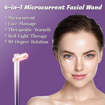 Gontence Gesichtsmassagegerät 4in1 Gesichtsmassagegerät:Mikrostrom,Wärme,Massage,rote Lichttherapie., Faltenentfernung - Hautstraffung - gegen Augenringe und Tränensäcke