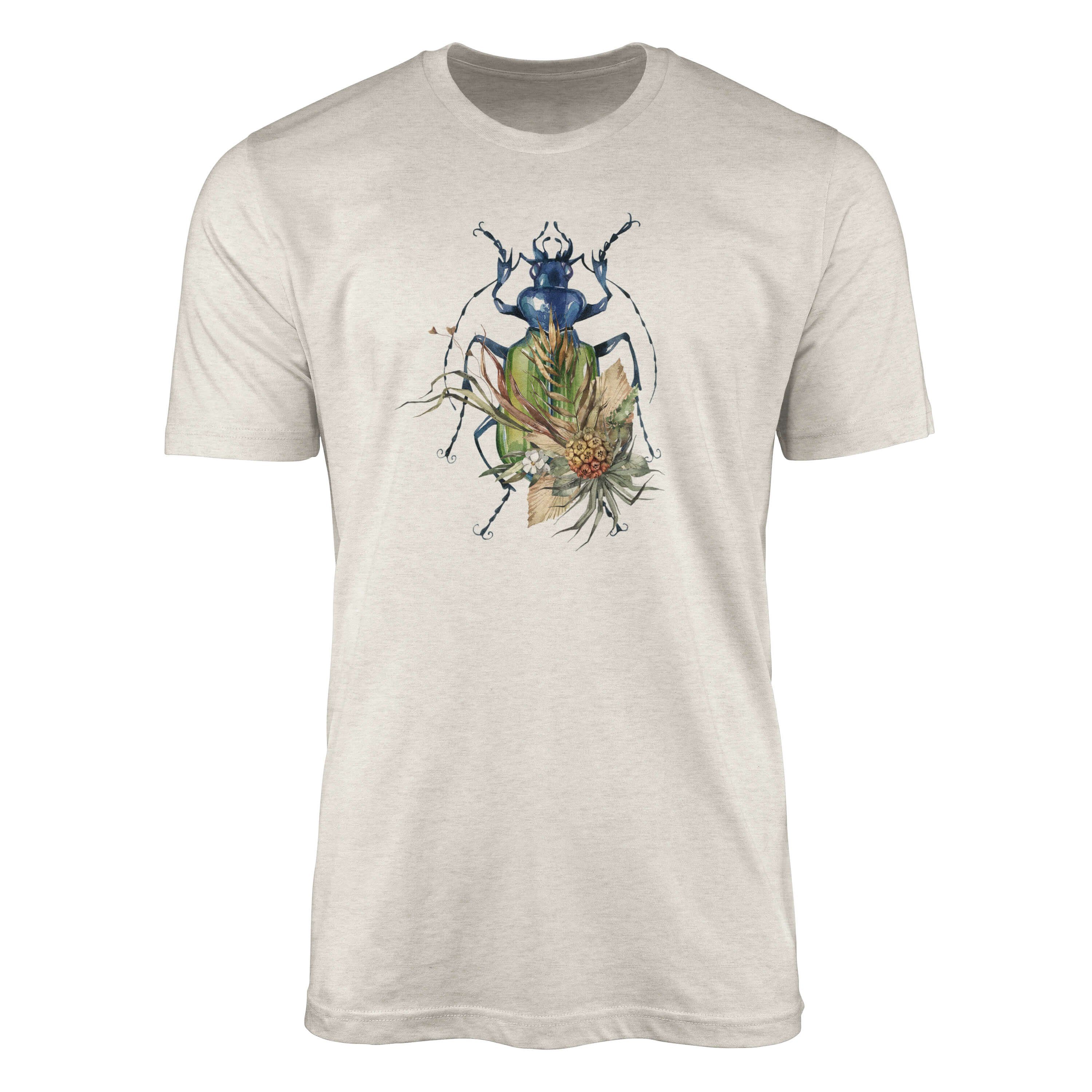 Sinus Art T-Shirt Herren Shirt 100% Bio-Baumwolle T-Shirt Aquarell Motiv Käfer Farbe Nachhaltig Organic Ökomode (1-tlg)