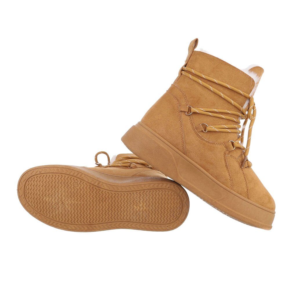 Ital-Design Damen Snowboots Freizeit Snowboots in Camel Keilstiefeletten Keilabsatz/Wedge