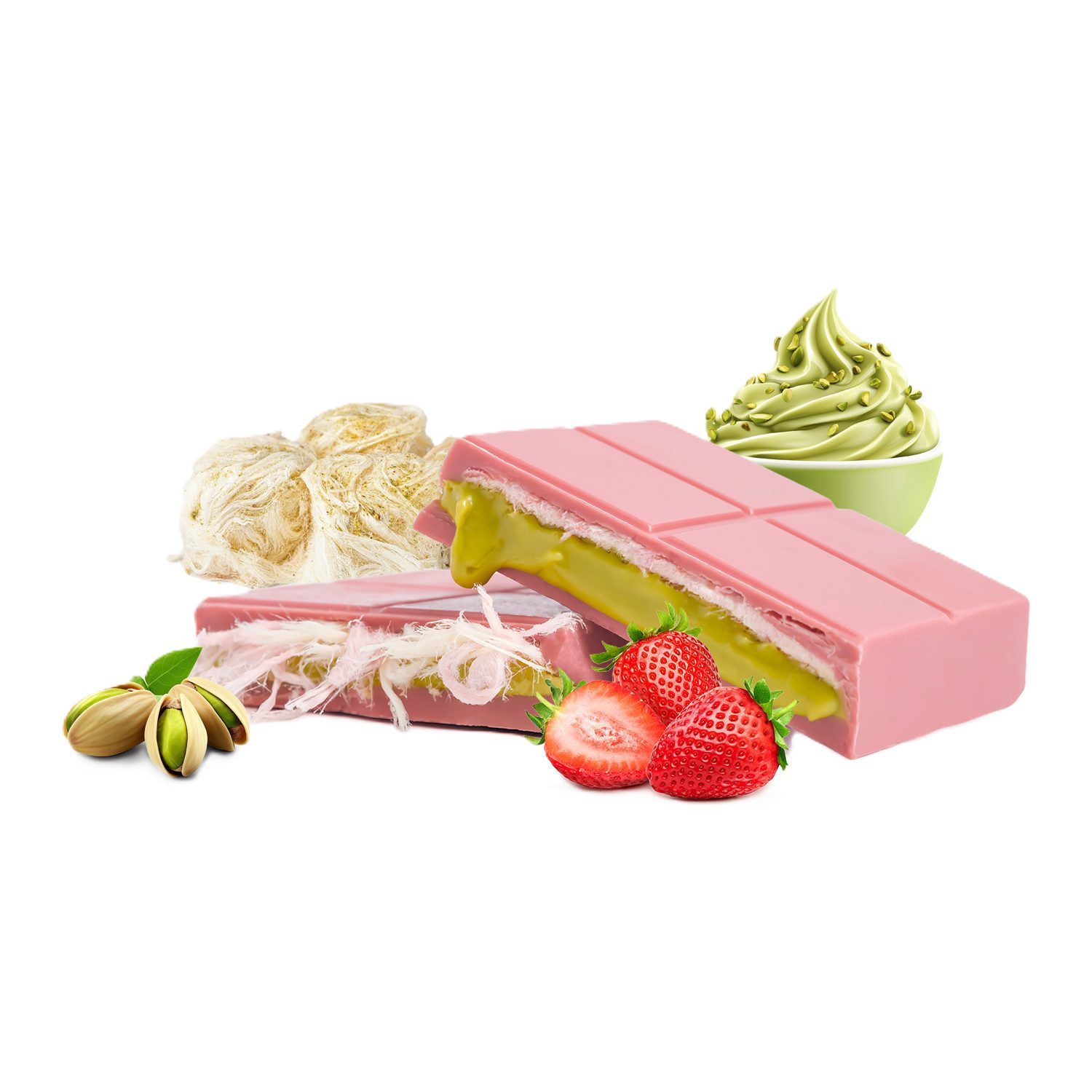 We_Natur Schokolade Schokolade-Schokolade mit Pistazien, Erdbeergeschmack, Pişmaniye 180g, 180 g