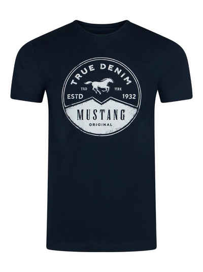 MUSTANG T-Shirt Herren Printshirt Regular Fit (1-tlg) Kurzarm Tee Shirt mit Rundhalsausschnitt aus 100% Baumwolle