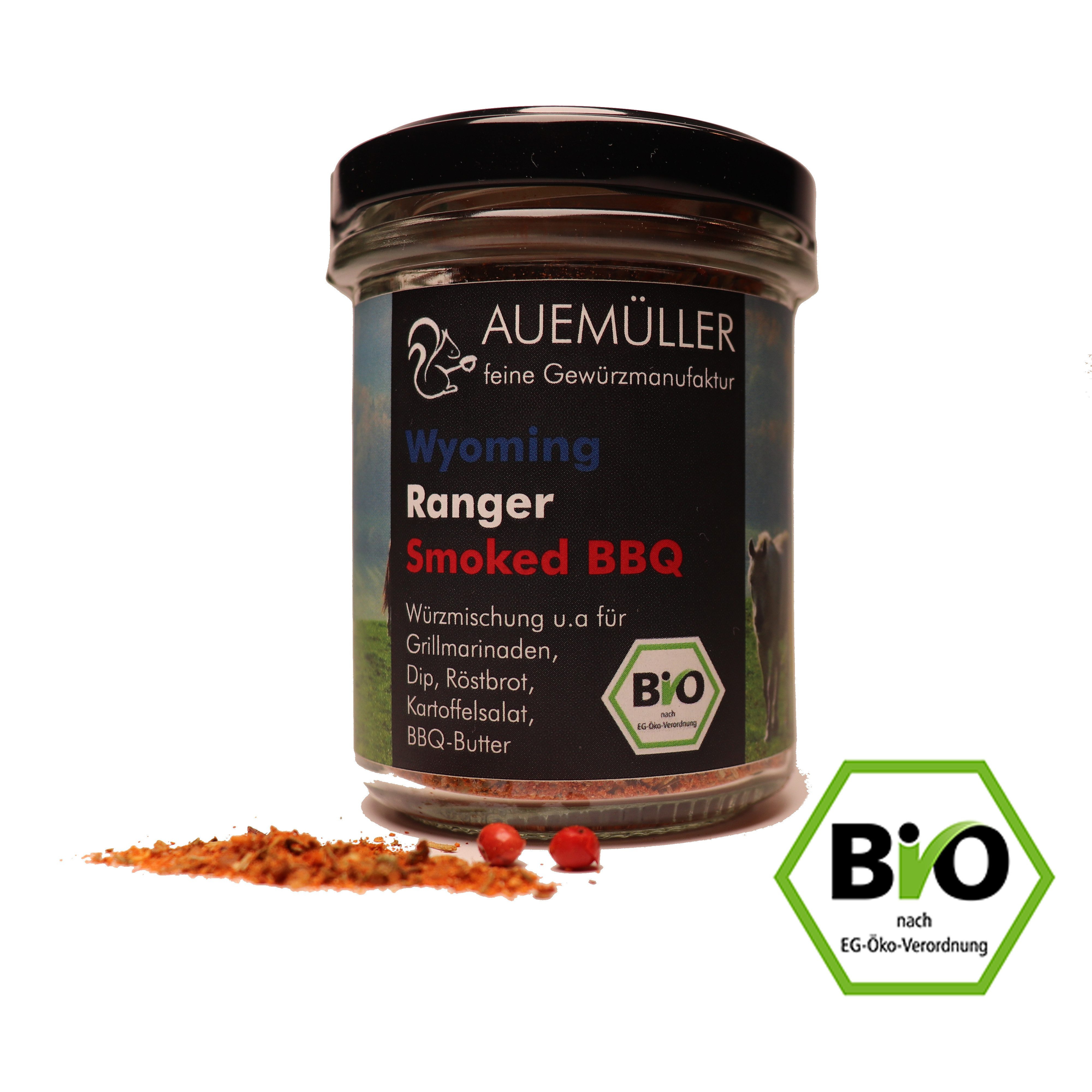 AUEMÜLLER - feine Bio-Gewürzmanufaktur Gewürz BIO Grill American BBQ Gewürz Steakgewürz "Wyoming Ranger Smoked", 1 x 42 g, 1 St.