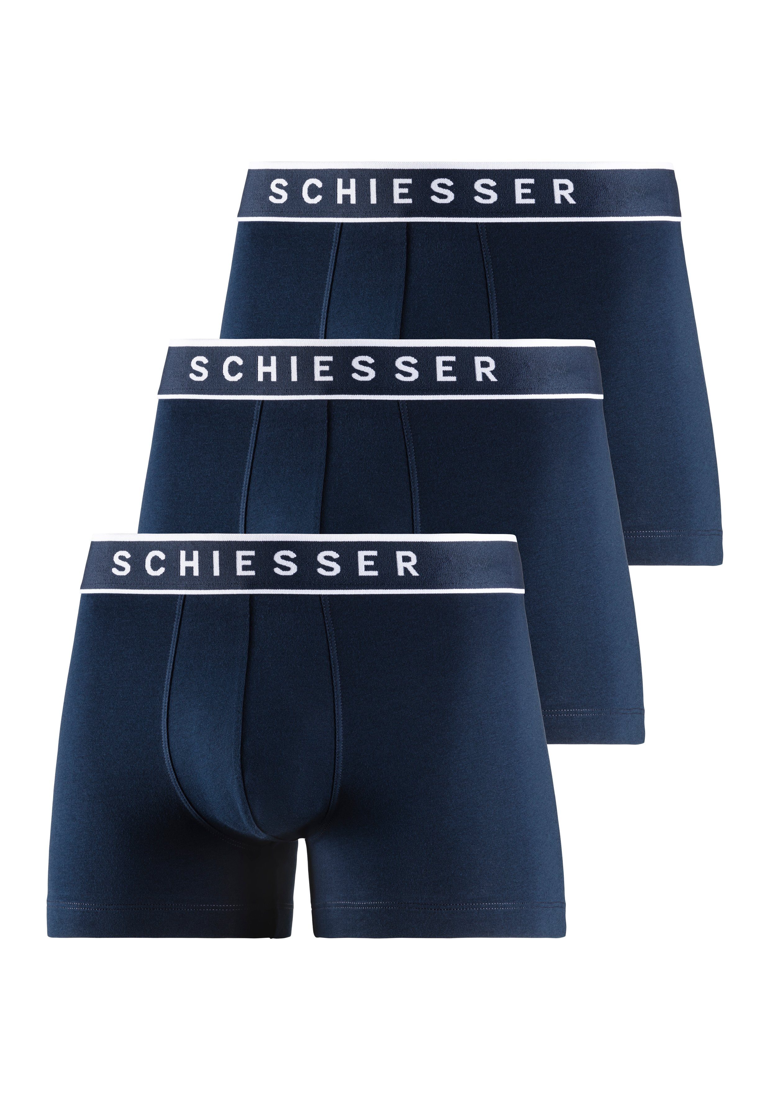 Schiesser Boxer (3er-Pack) navy mit navy, navy, Logobund
