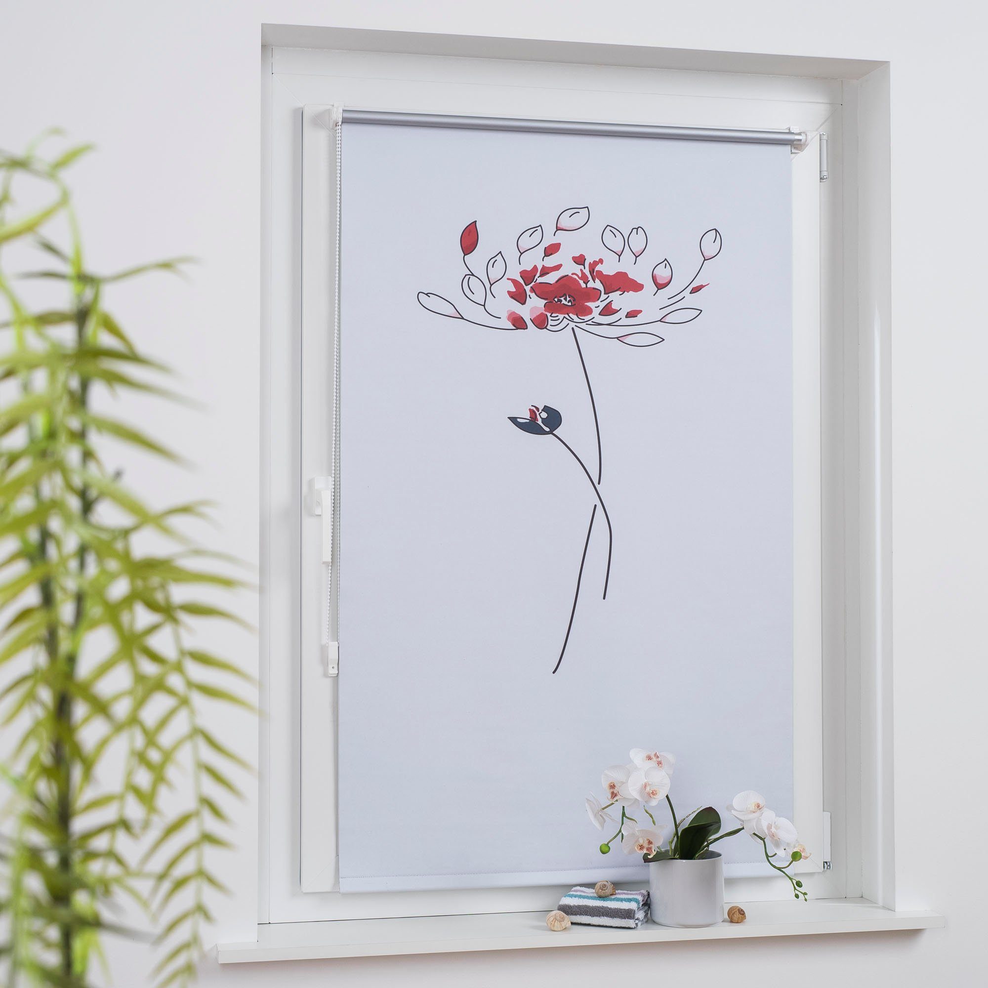 Seitenzugrollo Druck Blume, Liedeco, verdunkelnd, ohne günstig online kaufen