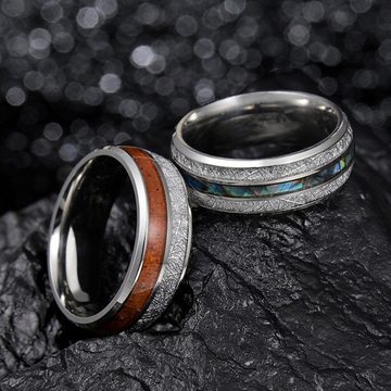 Eyecatcher Fingerring Moderne Ringe Holzmusterung oder Opaloptik streetwear casual, holz oder farbspiel