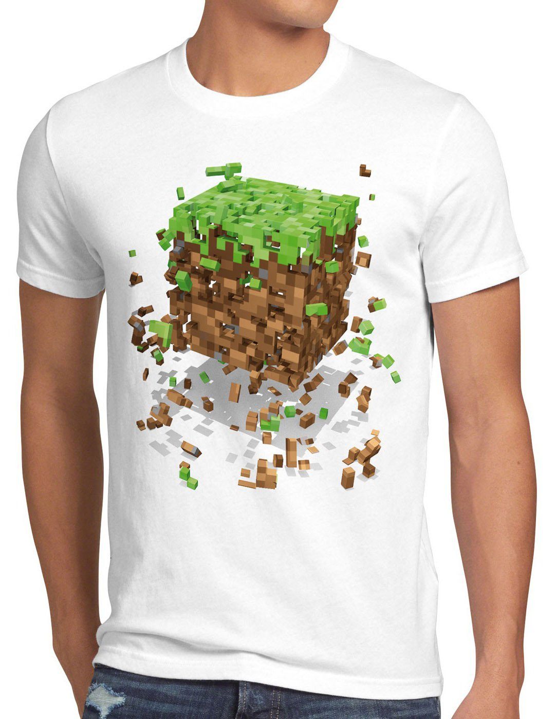 block Herren style3 Print-Shirt Cube spiel game T-Shirt würfel Exploding
