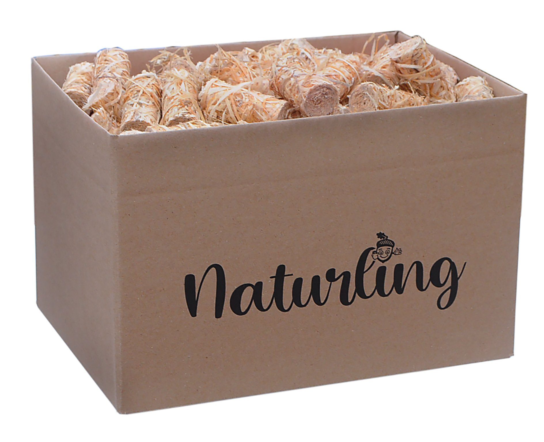 naturling Grillanzünder Holzwolle Anzünder gewachst, 2.5 kg, (200-St), natürliche Bio Anzündwolle für Kamin und Grill