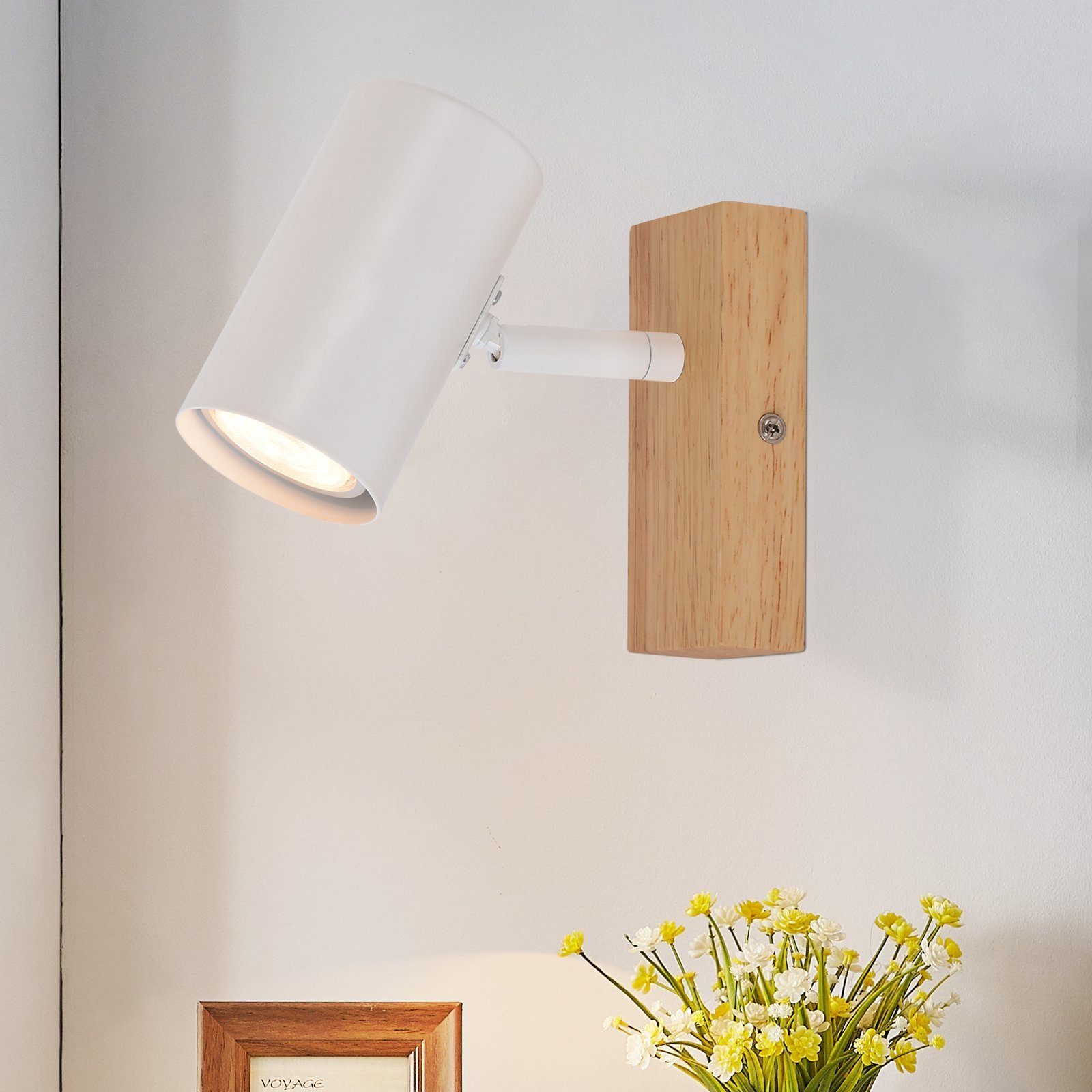 ZMH LED Weiß Wohnzimmer ohne Deckenspot, Leuchtmittel, Drehbar Fassung Flur GU10 Schlafzimmer Deckenlampe für 330° Modern Metall Wandleuchte Küche Treppe