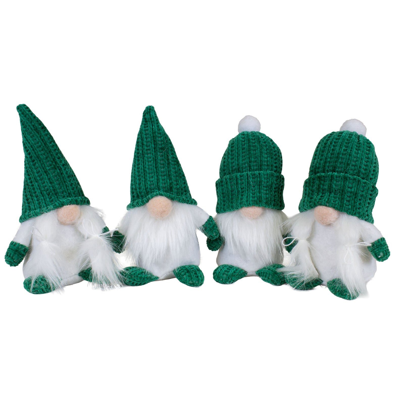 Christmas Paradise Wichtel Gnom sitzend 14cm (Dekofigur, 4 St., Weihnachtsdeko), 4 Designs mit unterschiedlichen Mützen