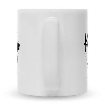 GRAVURZEILE Tasse mit Spruch - Konfetti im Herzen, Keramik, Farbe: Weiß