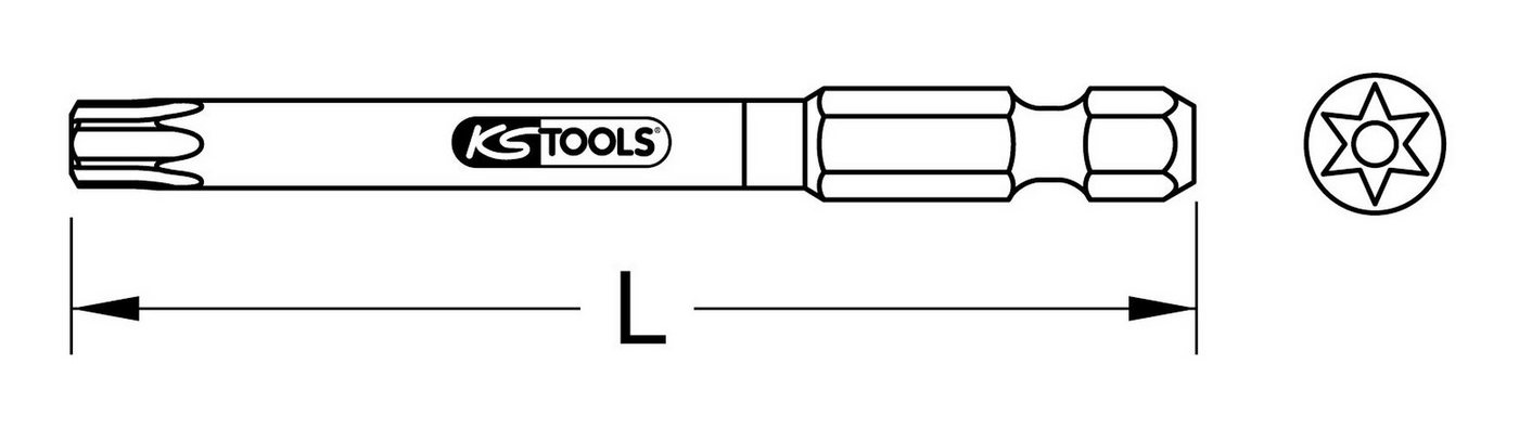 Thumbnail - KS Tools Torx-Bit TORSIONpower, 1/4", 75 mm, TB10, mit Bohrung