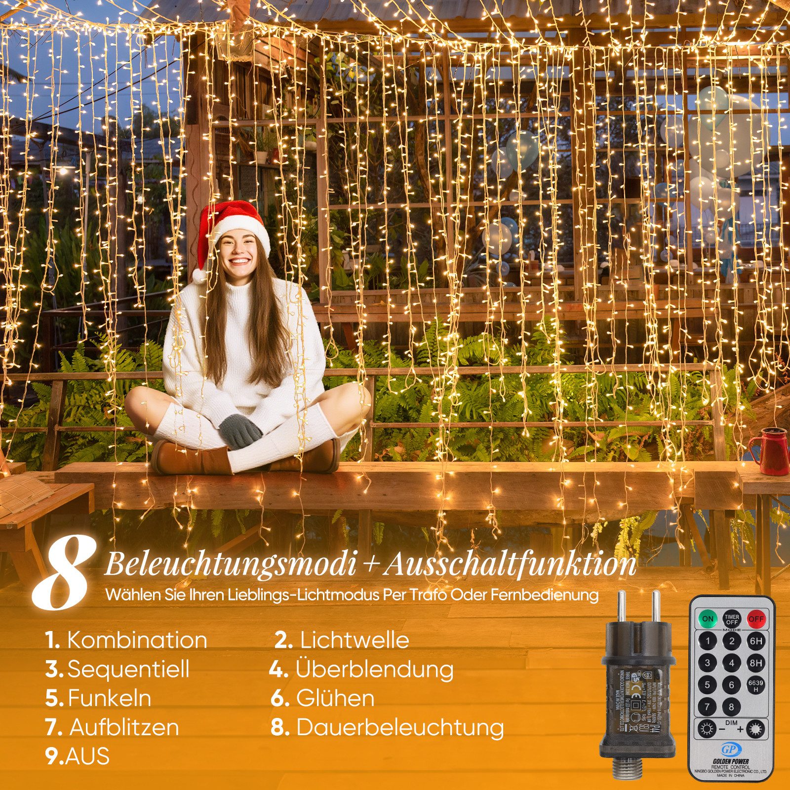 Salcar LED-Lichterkette 2m-100m LED Lichterkette Weihnachtsbaum 20-1660er LED Weihnachtsdeko, 20m 300 LED mit Fernbedienung, 8 Modi und Memory, 31V