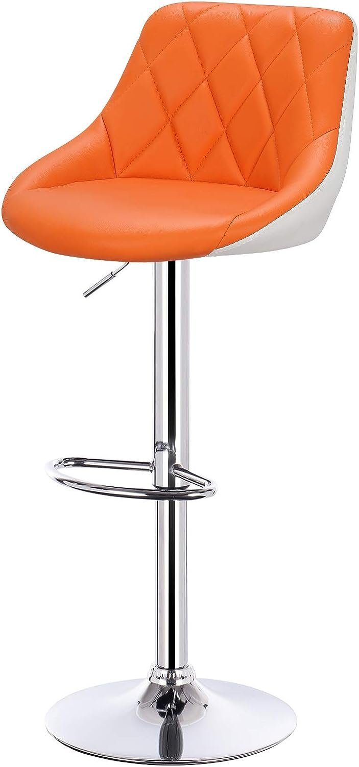 (4 farbig Kunstleder Drehhocker Sitzfläche St), Barhocker drehbar Orange+weiß Woltu aus 2