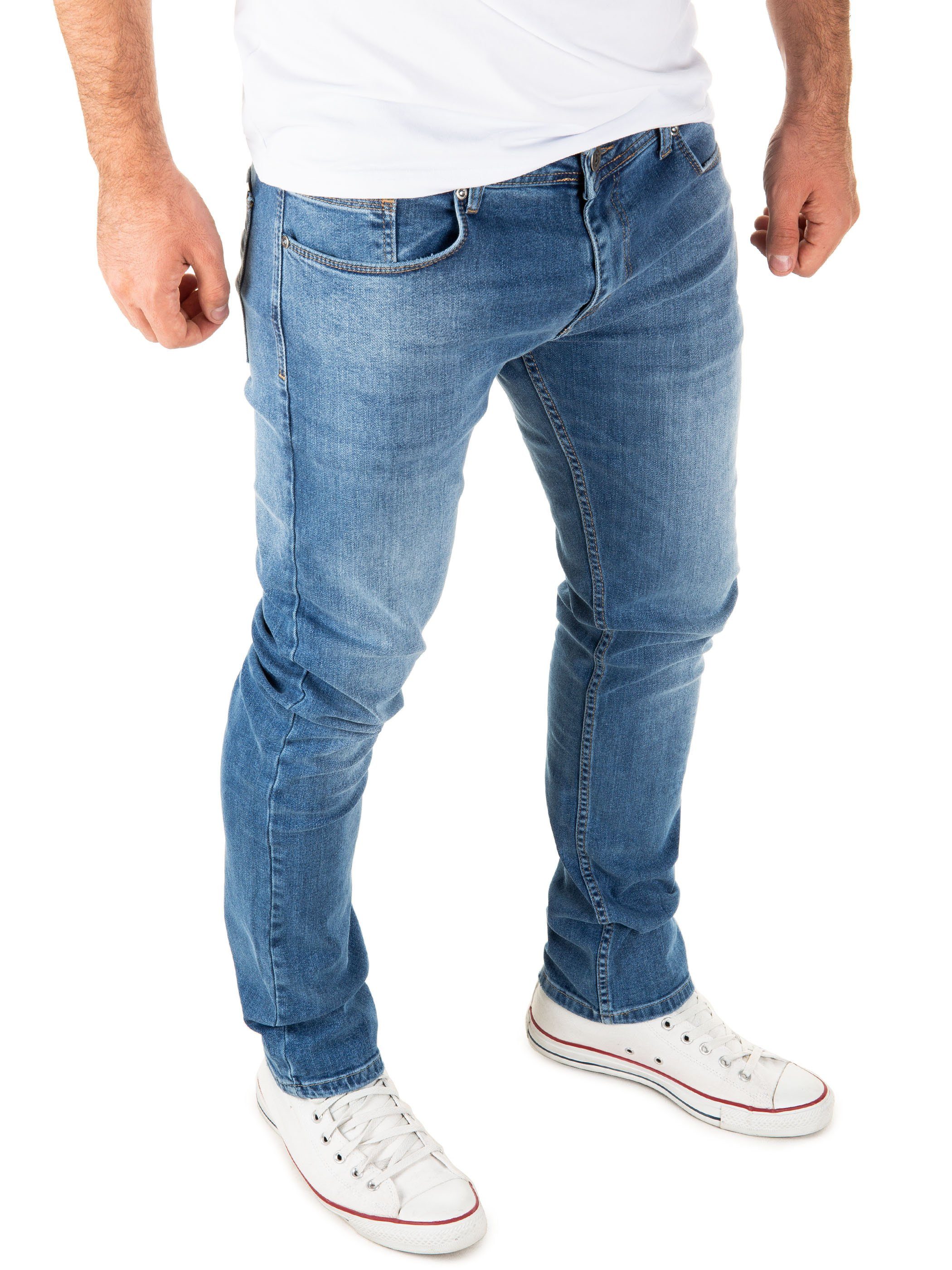Justin mit Jeanshose Stretchanteil Blue Herren (Bijou 183921) Slim-fit-Jeans Stretch Jeans WOTEGA Blau