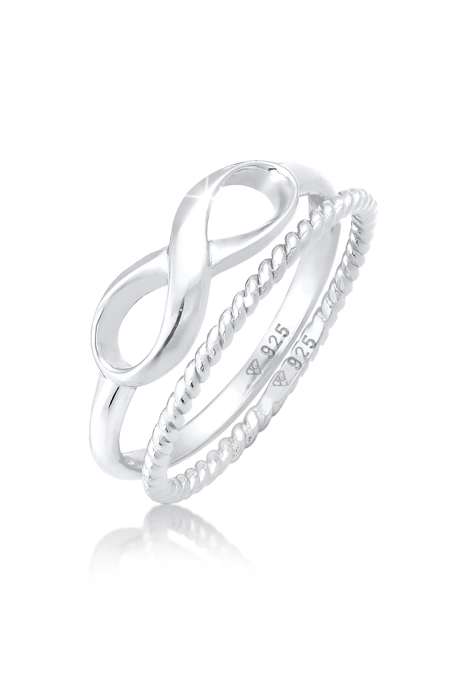 Ring-Set Infinity Bandring Gedreht Stapelring Set 925 Silber