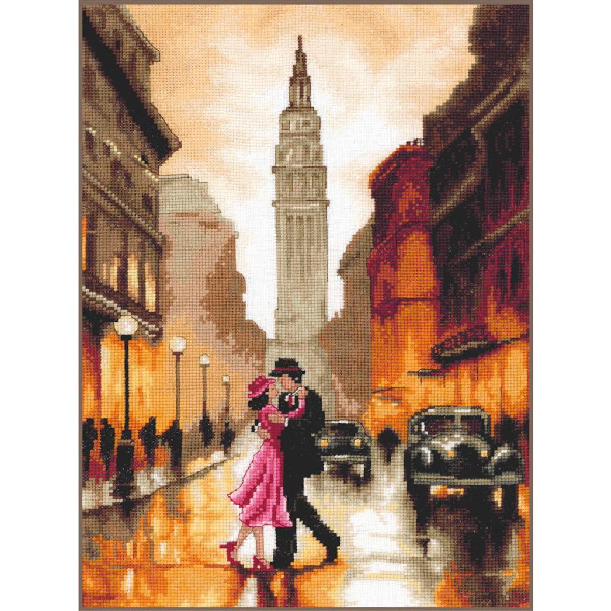 Lanarte Kreativset Lanarte geteld borduurpakket "Romance, Dancing in New York", 26x38cm, (embroidery kit by Marussia)