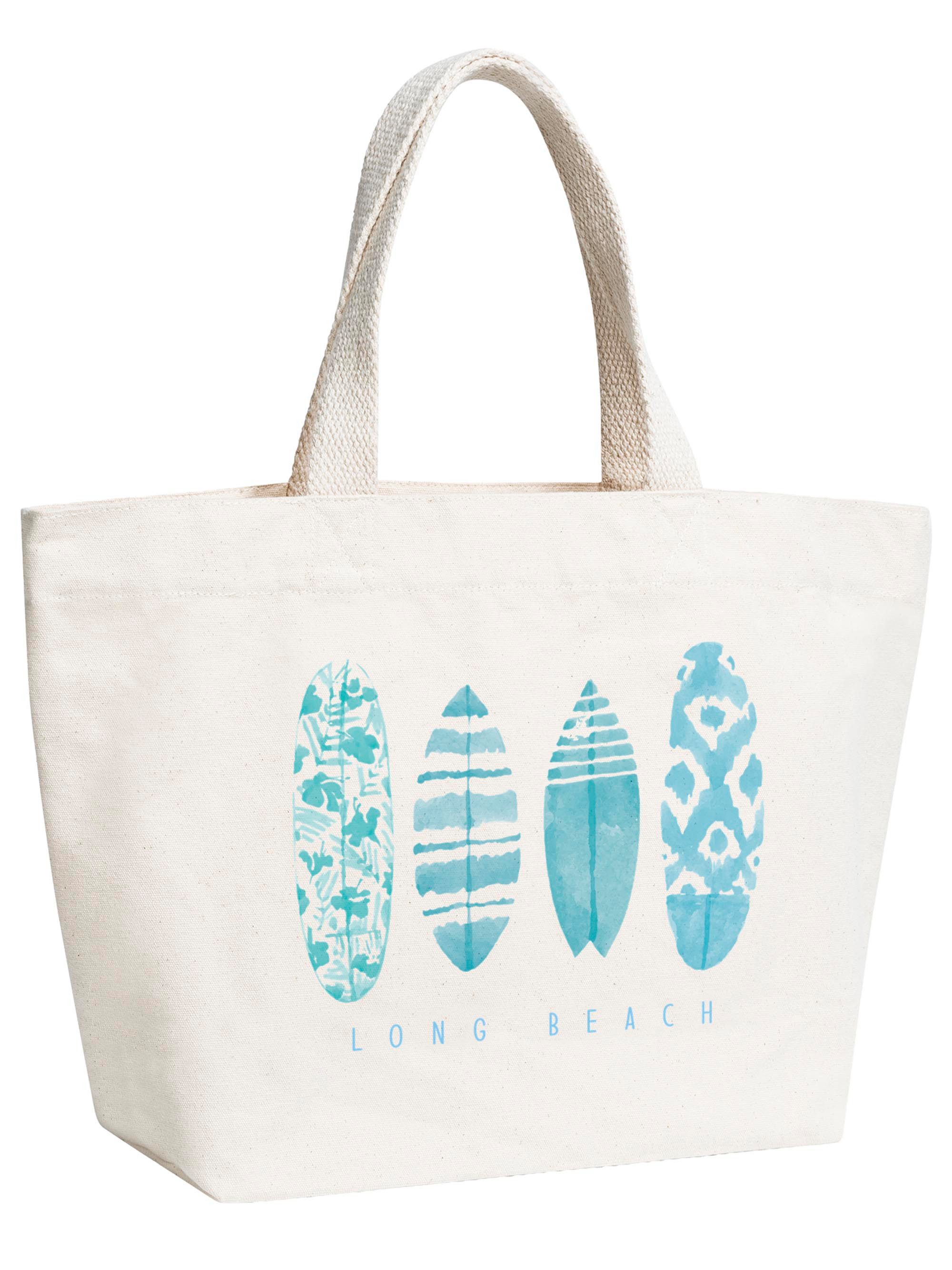 Neverless Strandtasche Strandtasche Shopper - Design Long Beach – Canvas Tote Bag Damen