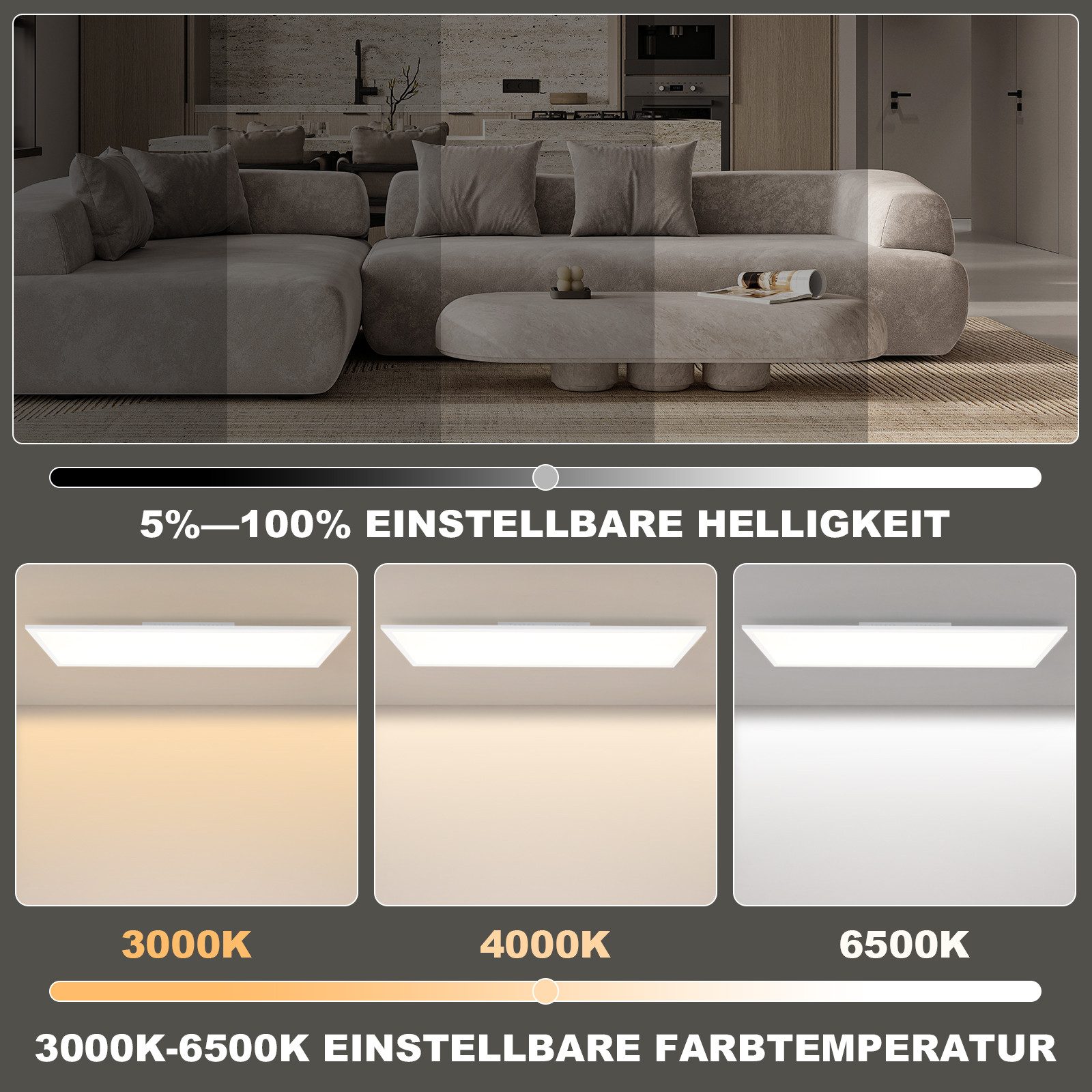 Nettlife LED Panel Deckenleuchte Dimmbar RGB 100x25 24W Backlight Tageslich günstig online kaufen