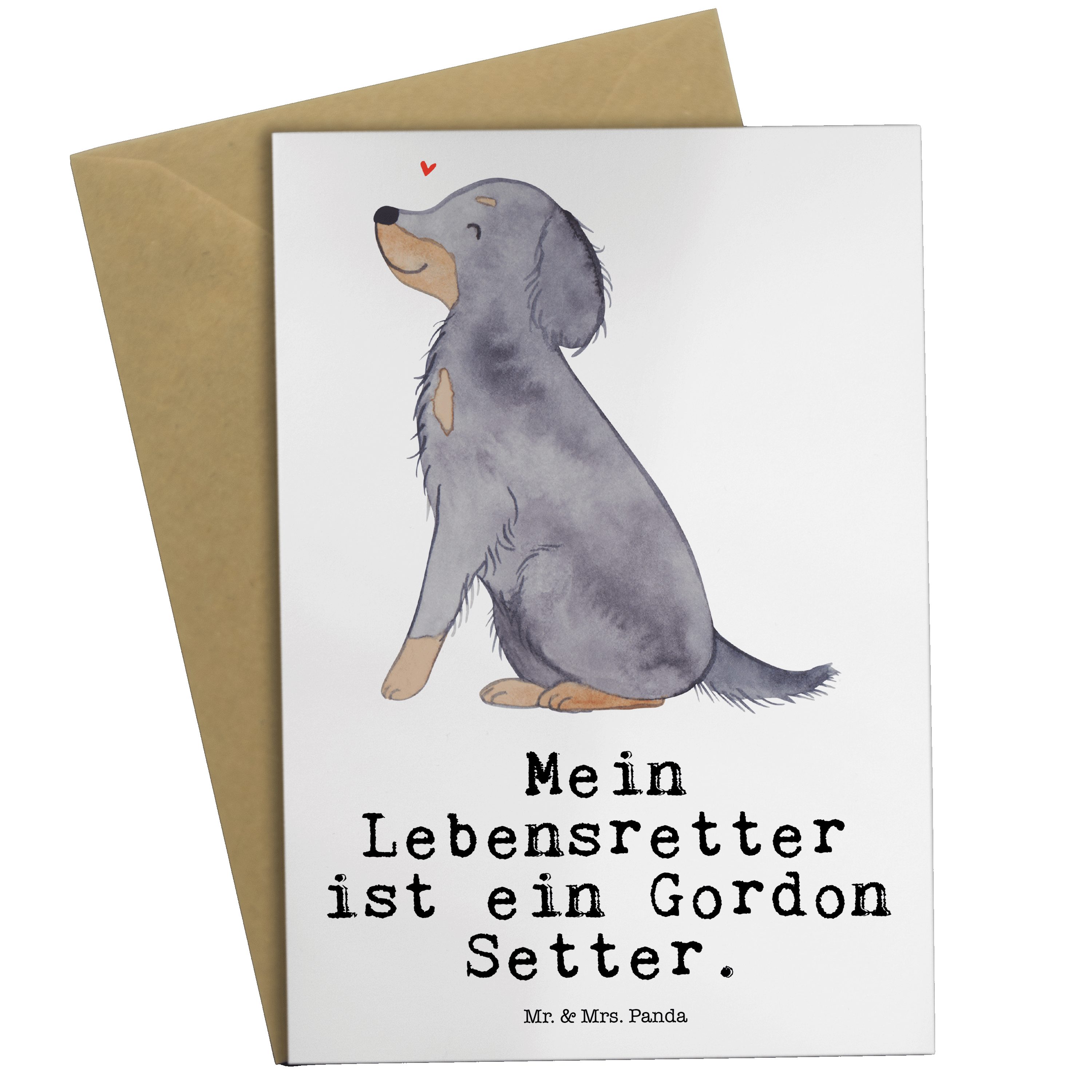 Mr. & Mrs. Panda Grußkarte Gordon Setter Lebensretter - Weiß - Geschenk, Hochzeitskarte, Jagdhun