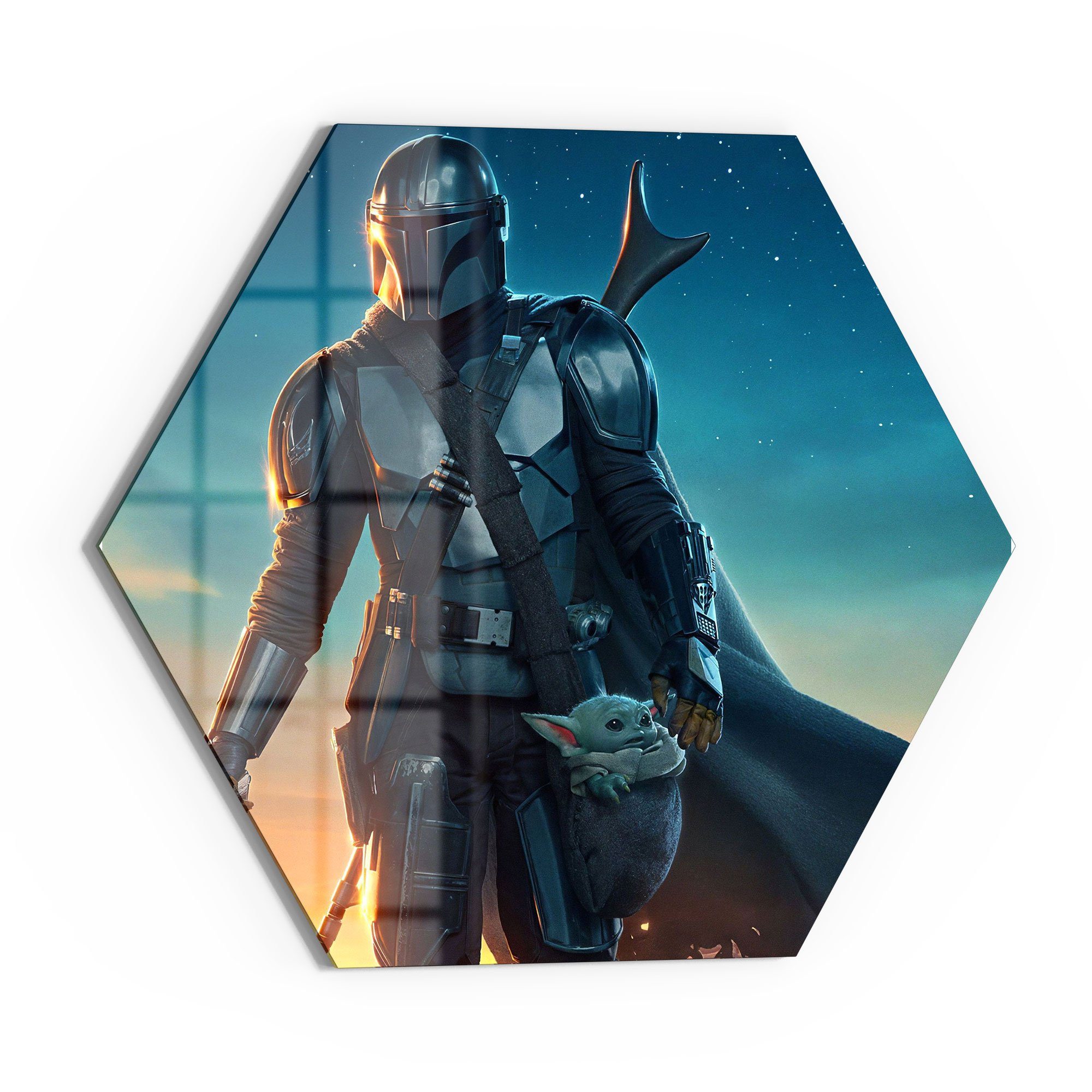 DEQORI Glasbild 'Mandalorian und Baby Yoda', günstig online kaufen