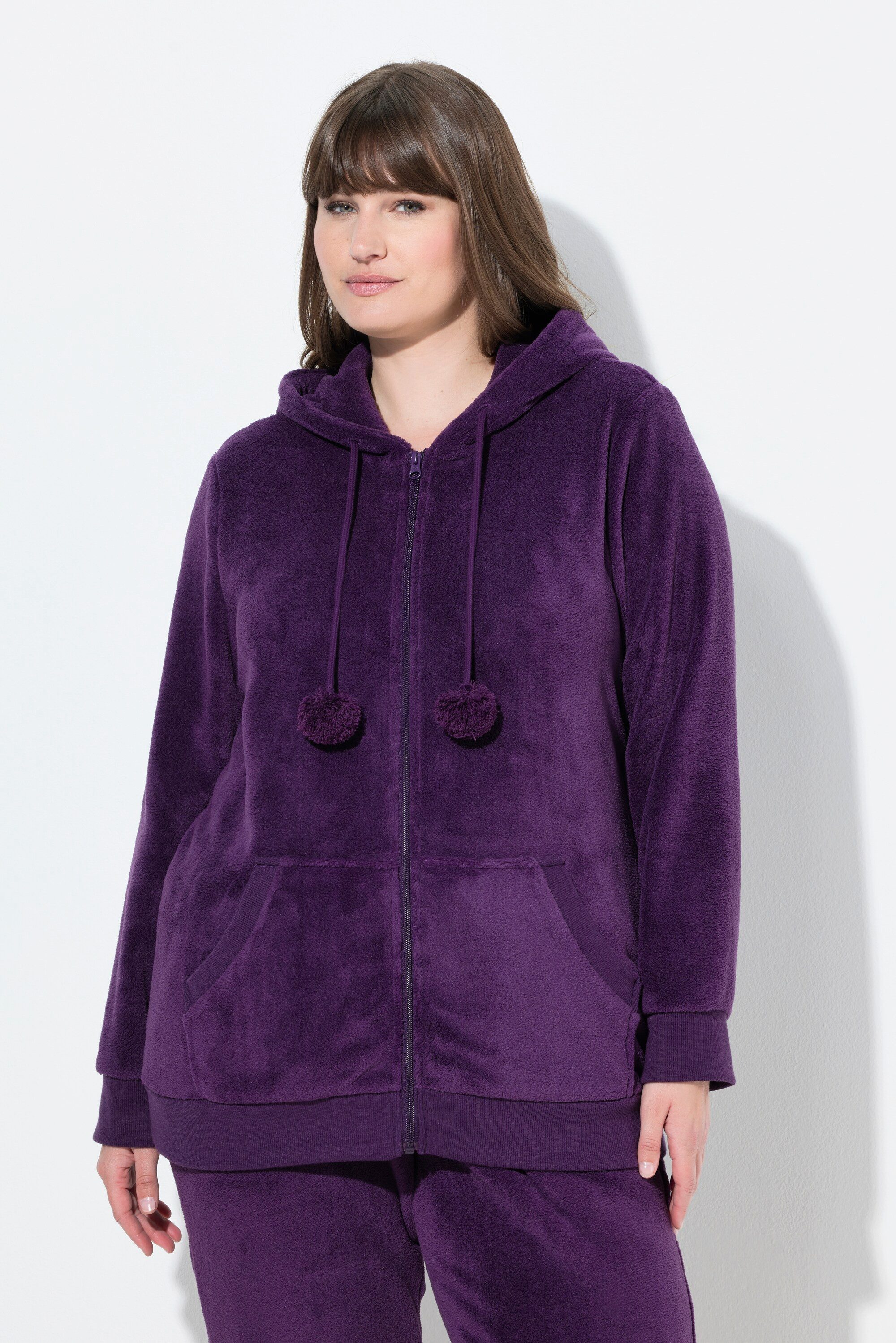 Ulla Popken Sweatjacke Homewear-Jacke Plüsch Kapuze günstig online kaufen