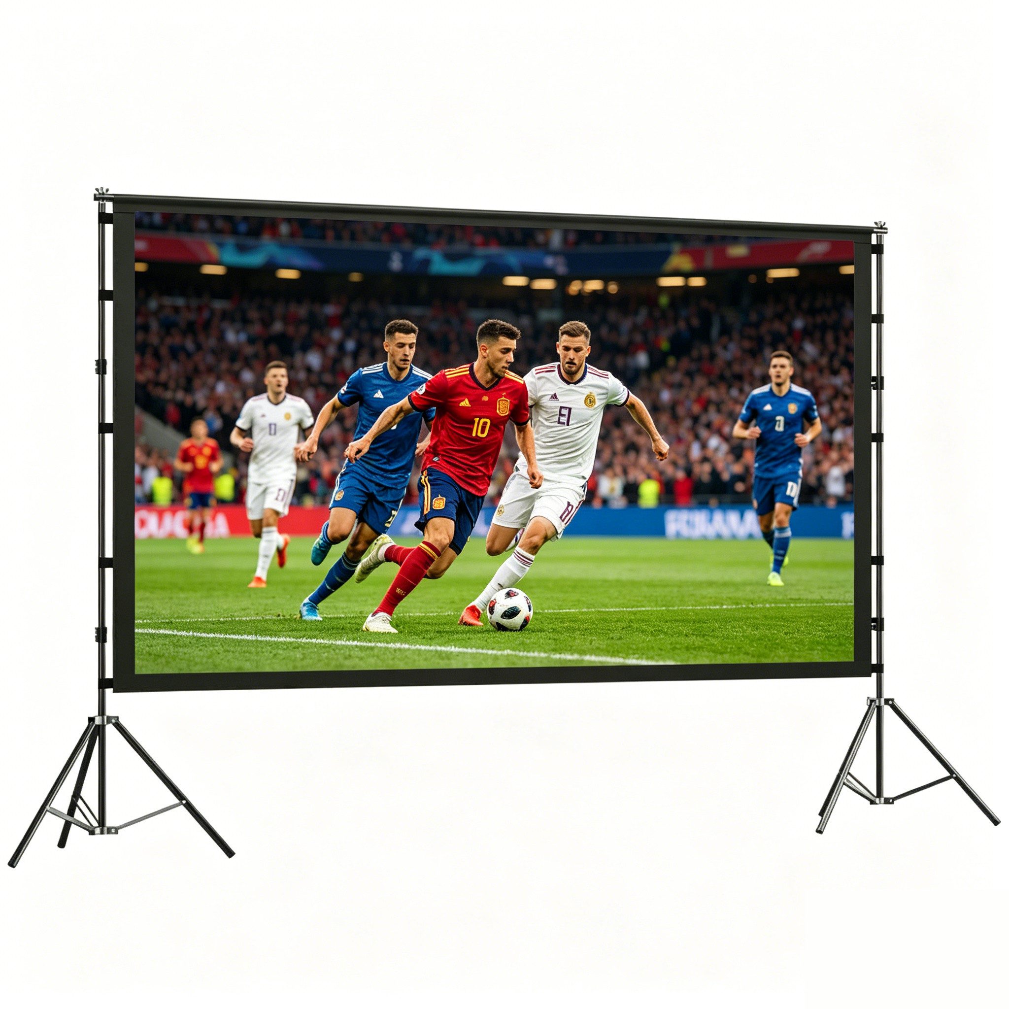 FANNOU 16:9 HD 4K/8K Projektor-Leinwand mit Ständer Stativleinwand (tragbare doppelseitige Leinwand mit klappbaren Stativen, Schwarz)