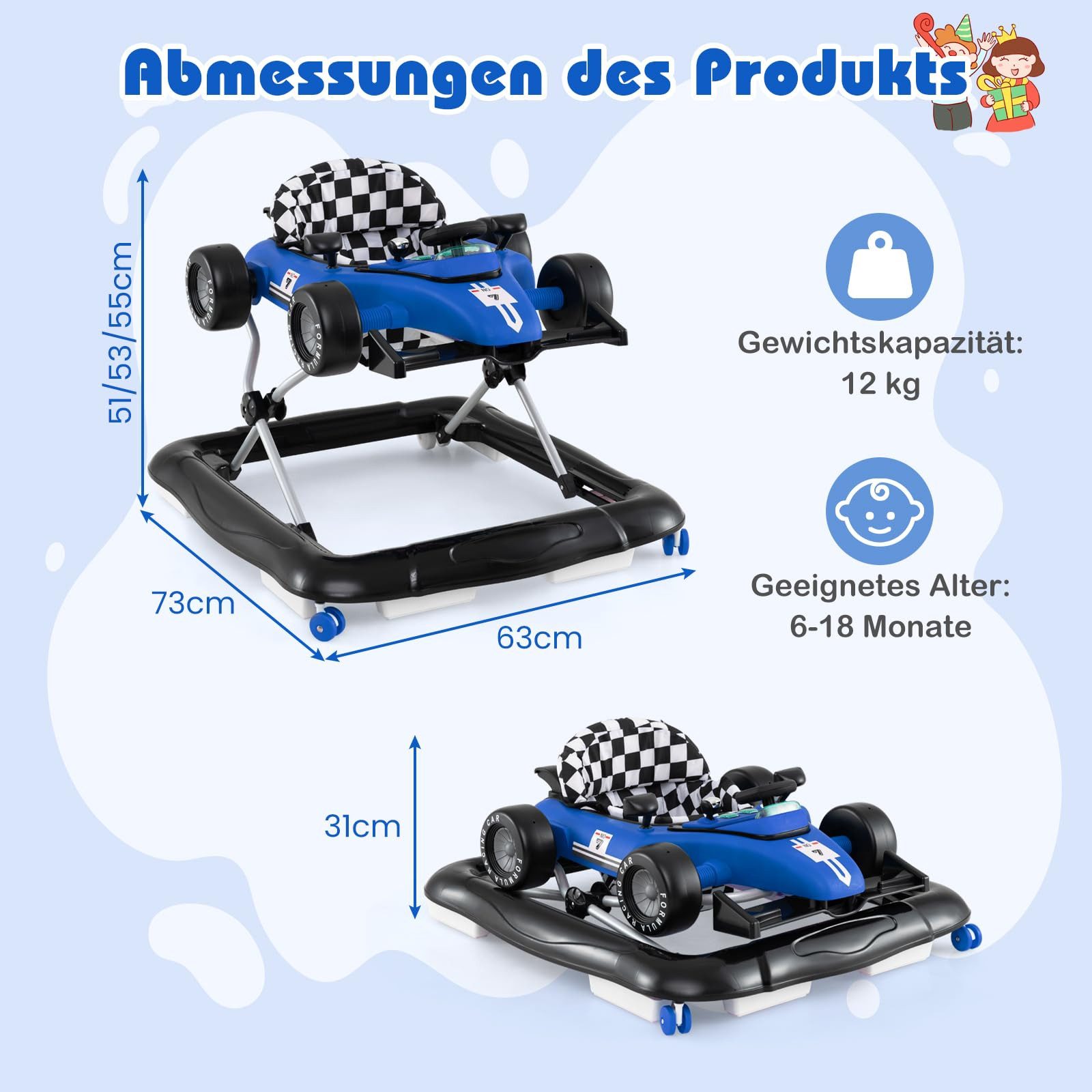 COSTWAY Lauflernhilfe, 4 in 1 Lauflernwagen mit Lenkrad & Spieluhr günstig online kaufen
