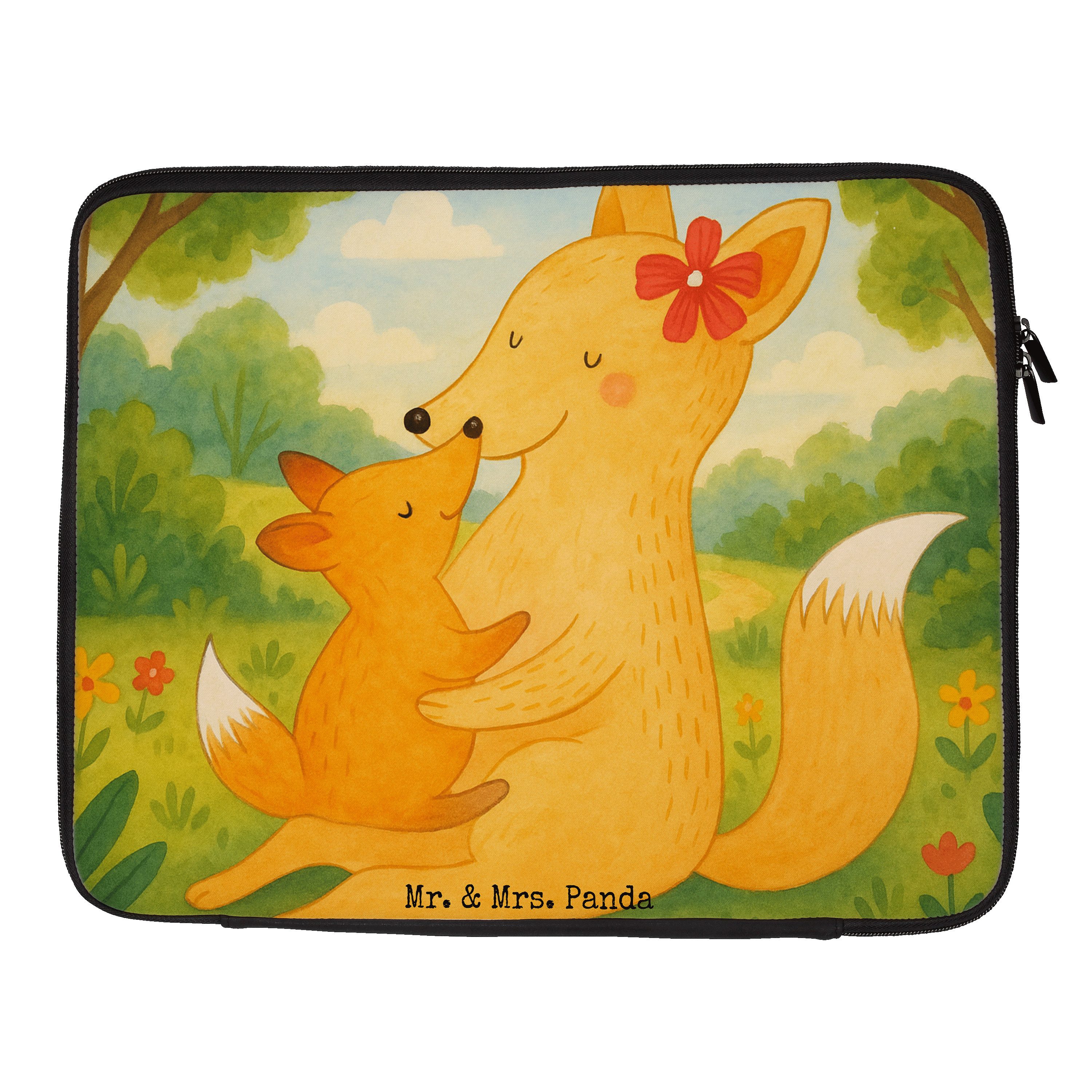 Mr. & Mrs. Panda Laptop-Hülle Fuchs Mama Design, Laptop Sleeve 27 x 36 cm, Weiß, Schoß, Laptoptasch