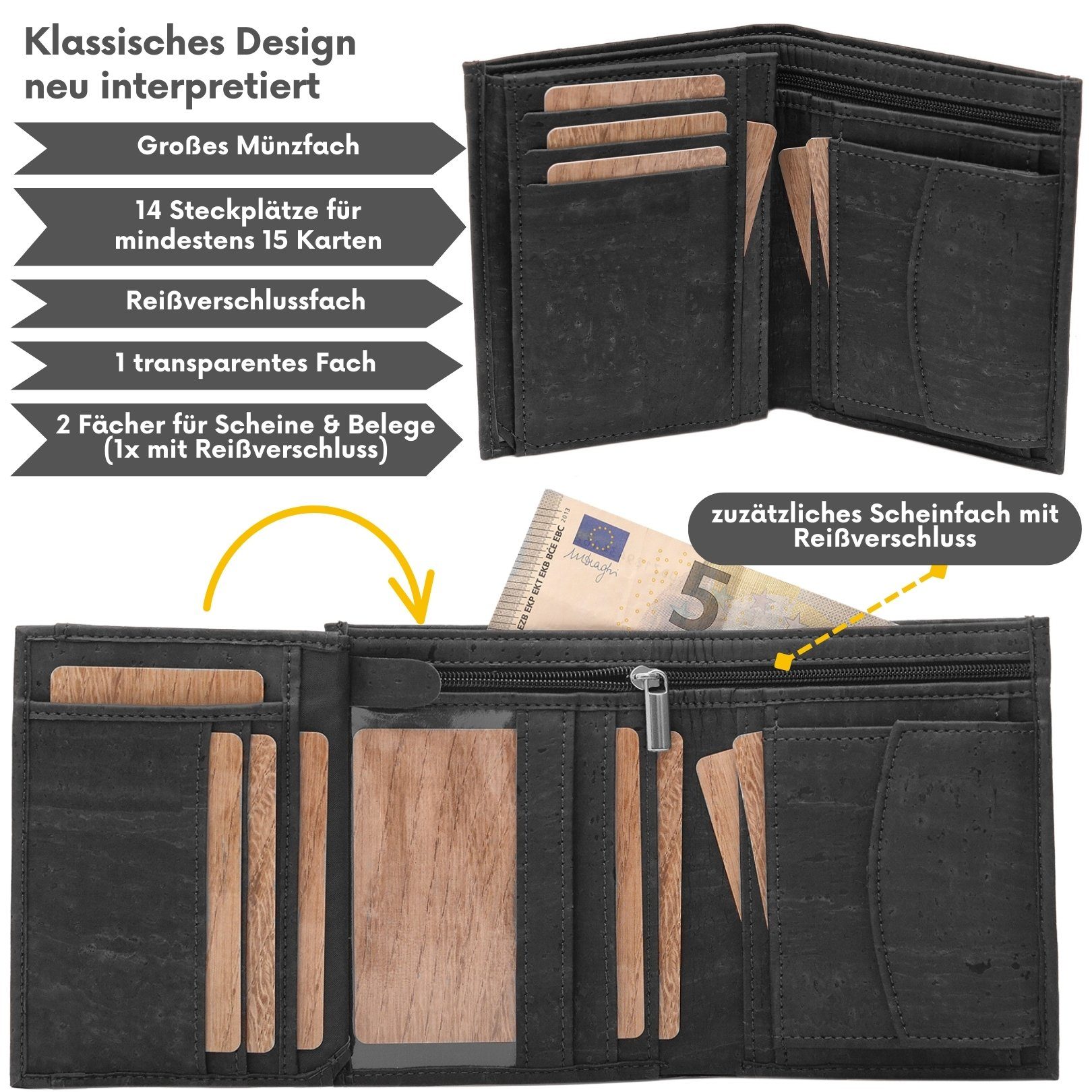 Simaru Geldbörse MAEL, Portmonee aus Kork, veganer RFID-Schutz, wasserdicht günstig online kaufen