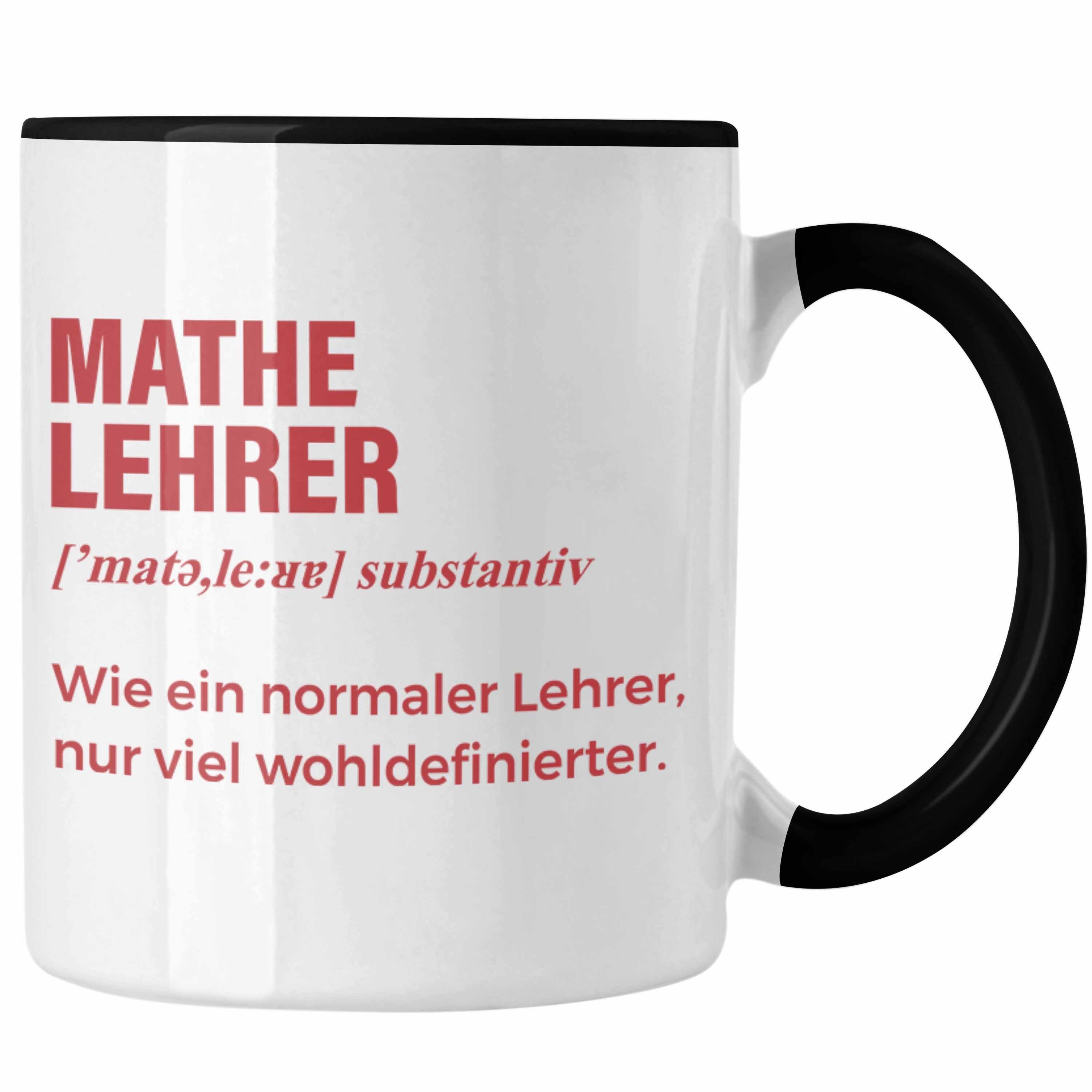 Trendation Tasse Trendation - Mathelehrer Tasse Mathematiker Tassen mit Spruch Lustig Kaffeetasse Geschenk Wie ein Normaler Lehrer Schwarz