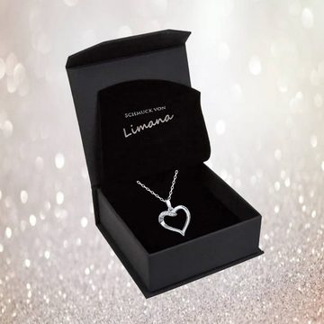 Limana Herzkette Silber 925 Halskette für Damen Herz-Anhänger Damenkette Ich liebe Dich (Weihnachten Geburtstag Jahrestag, Geschenkset), Geschenke für Frauen Freundin Mama Weihnachten Weihnachtsgeschenk
