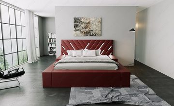 Sofa Dreams Boxspringbett Contrada Bett Kunstleder Premium Komplettbett mit LED Beleuchtung, mit Topper, mit LED Beleuchtung