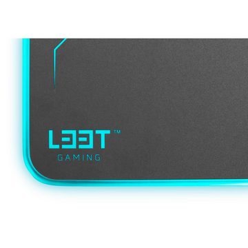 L33T Gaming Mauspad KVENNAVAGN RGB Hard Gaming Matte mit Qi-Ladefunktion, RGB-Multicolor-Hintergrundbeleuchtung, wasserfest, gummierte Rückseite