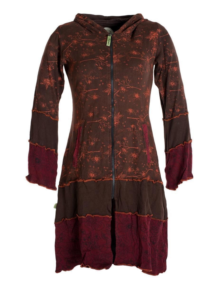 Vishes Kurzmantel Elfenmantel Cardigan Blumendruck Zipfelkapuze Goa, Elfen, Ethno, Hoody Style