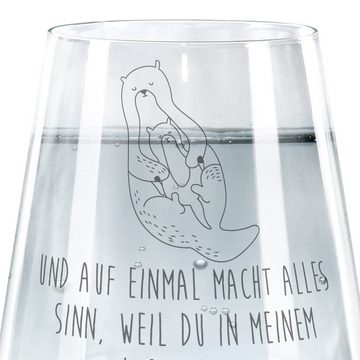 Mr. & Mrs. Panda Glas Otter Kind - Transparent - Geschenk, Trinkglas mit Gravur, Wasserglas, Premium Glas, Elegantes Design