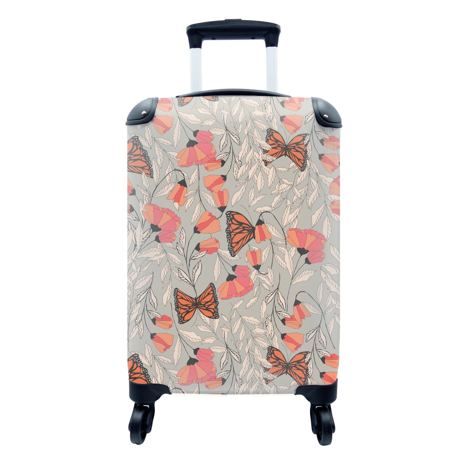MuchoWow Handgepäckkoffer Schmetterlinge - Muster - Tiere, 4 Rollen, Reisetasche mit rollen, Handgepäck für Ferien, Trolley, Reisekoffer
