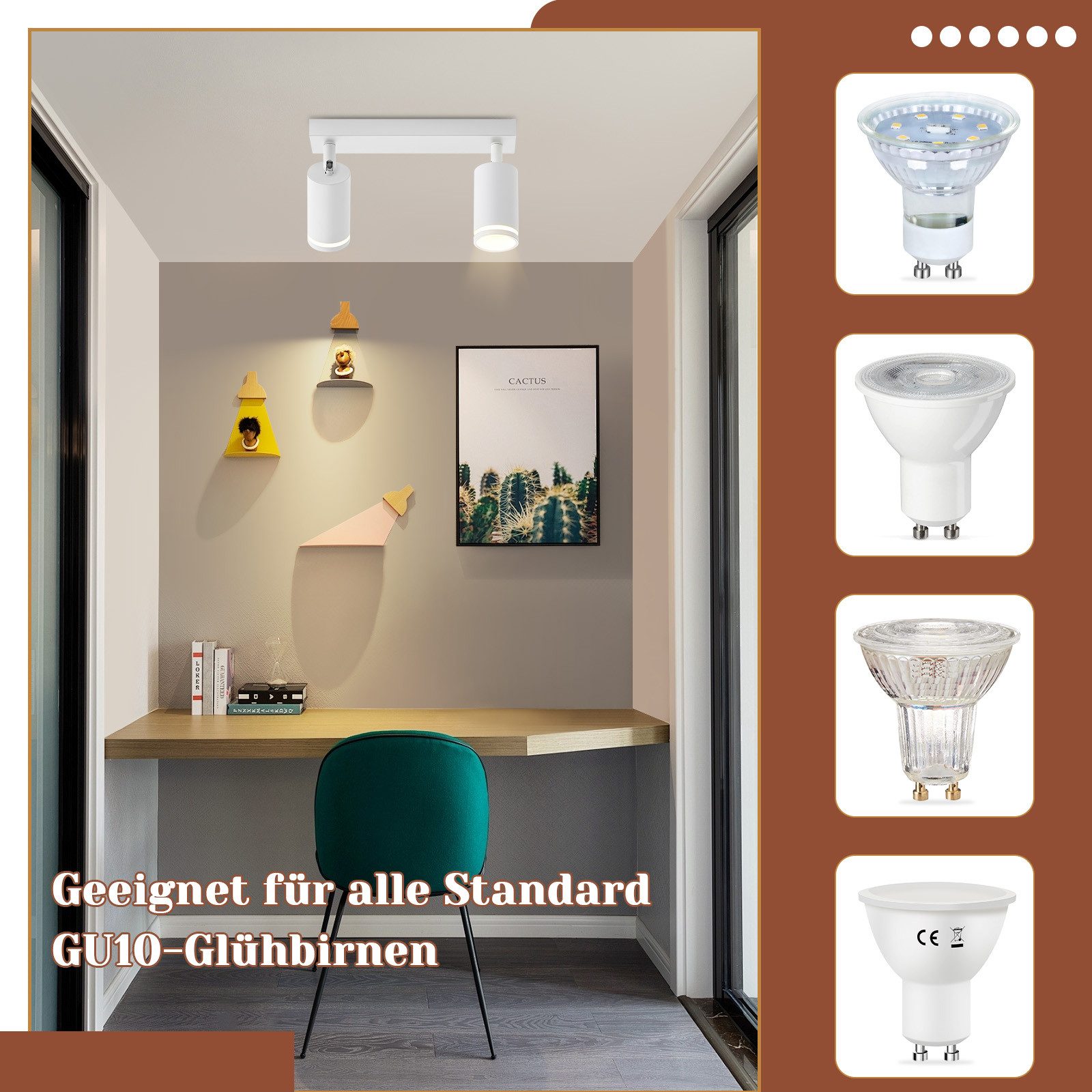ZMH Deckenstrahler 2 Flammig Schwarz/ Weiß günstig online kaufen