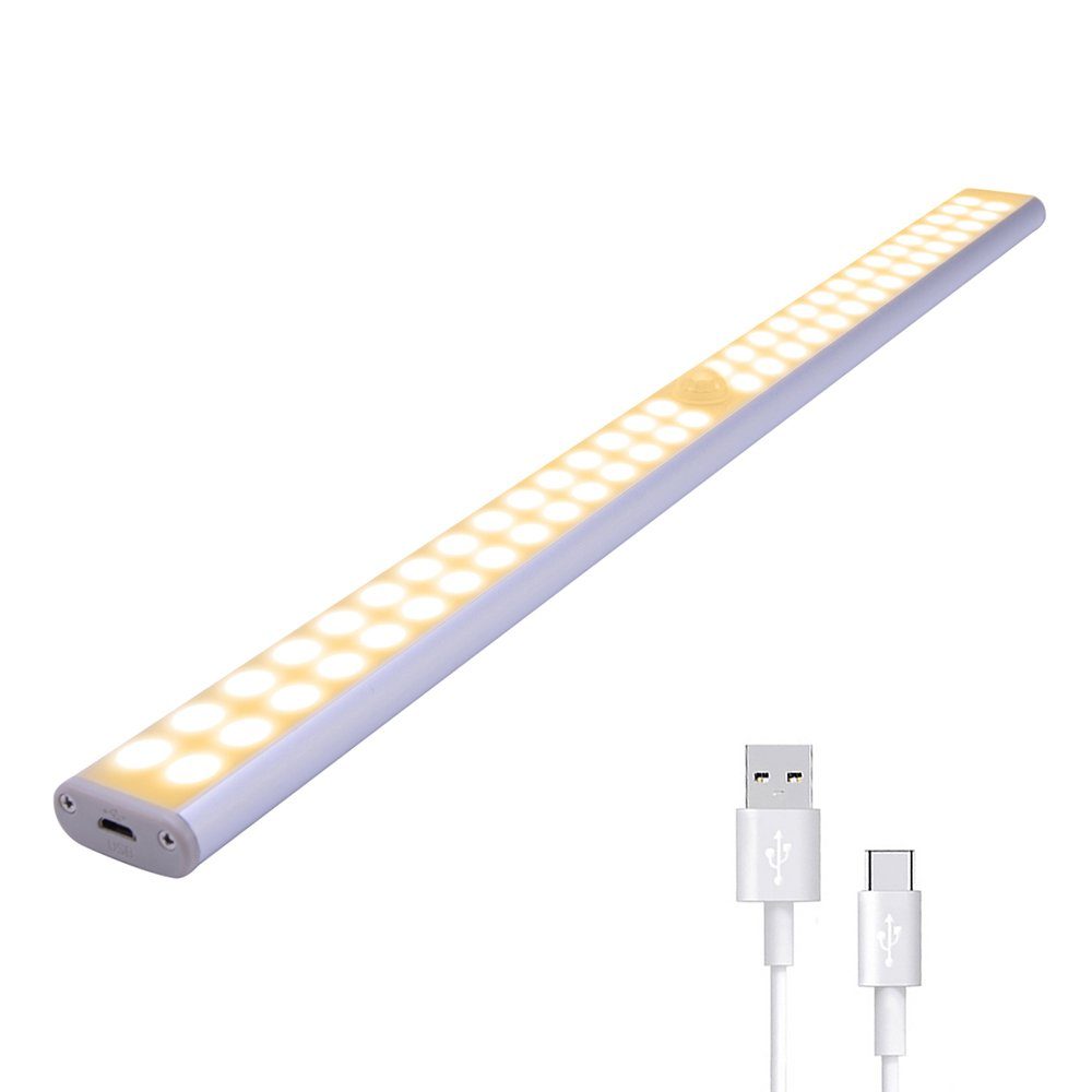 Unterbauleuchte Sunicol Weiß, Warmweiß Bewegungssensor, tragbarer LED Lichtstreifen, LED-Schrankleuchte, 40CM,